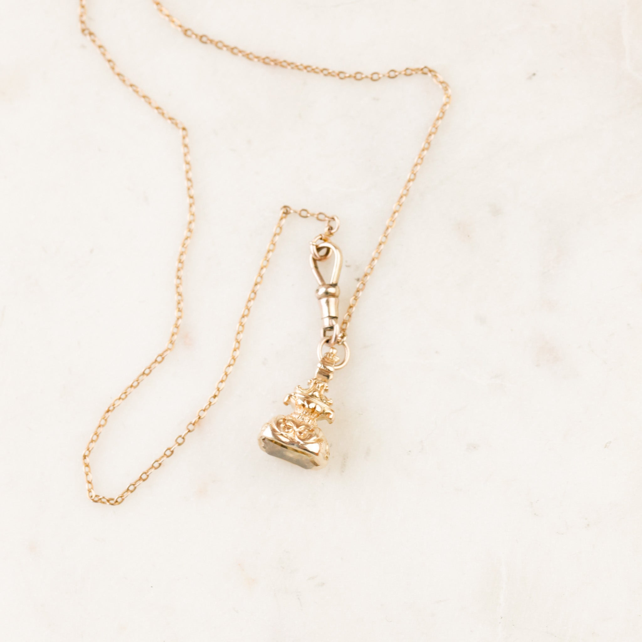 McIntyre Citrine + Solid Gold Fob Necklace