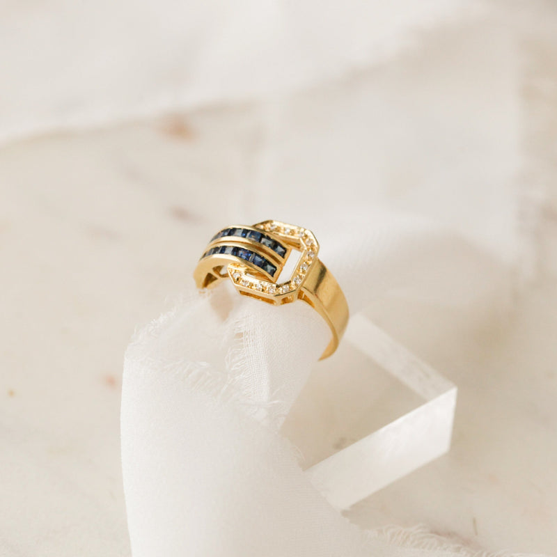 Neilson Sapphire + Diamond Buckle Ring