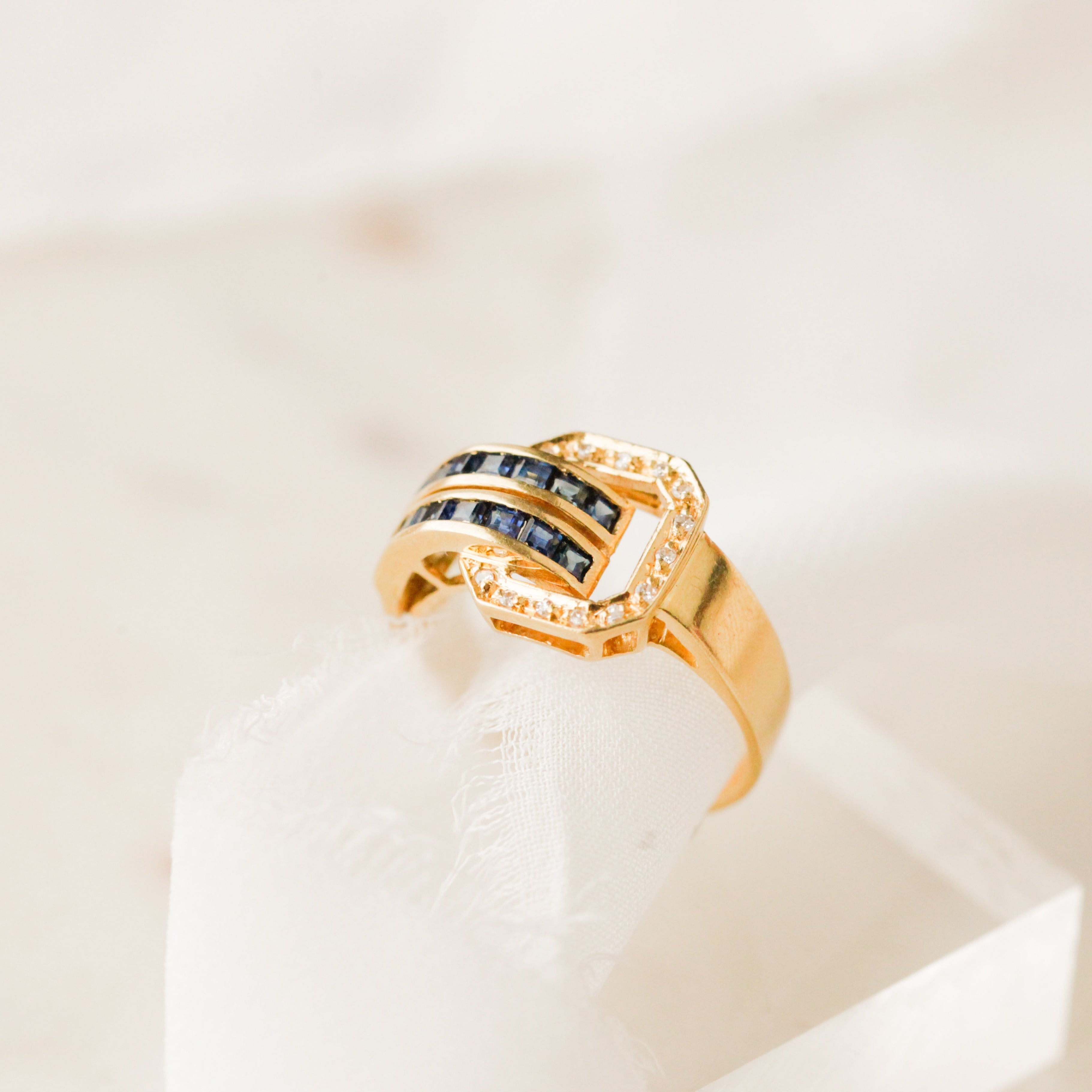 Neilson Sapphire + Diamond Buckle Ring