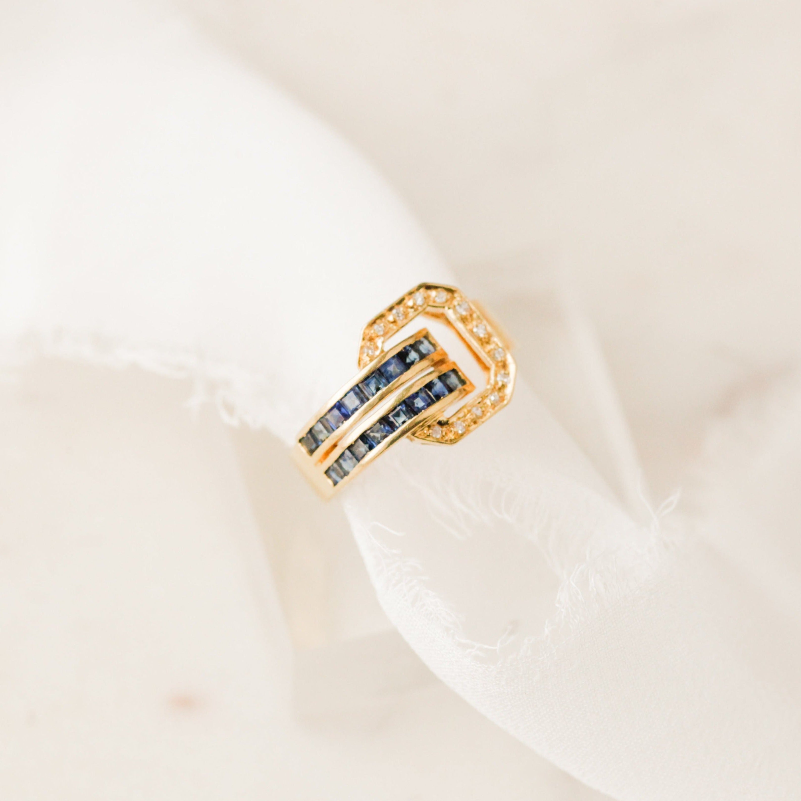 Neilson Sapphire + Diamond Buckle Ring