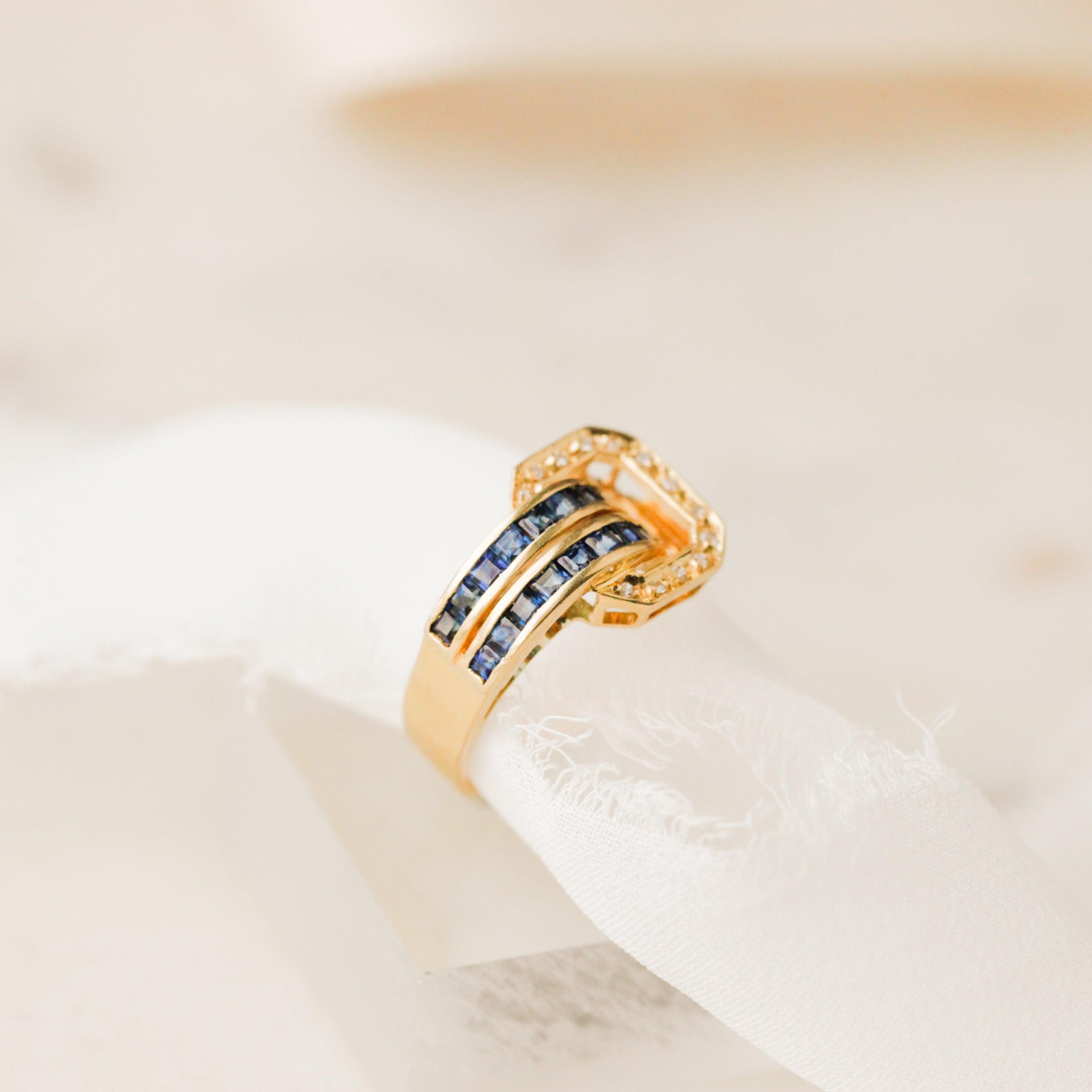 Neilson Sapphire + Diamond Buckle Ring
