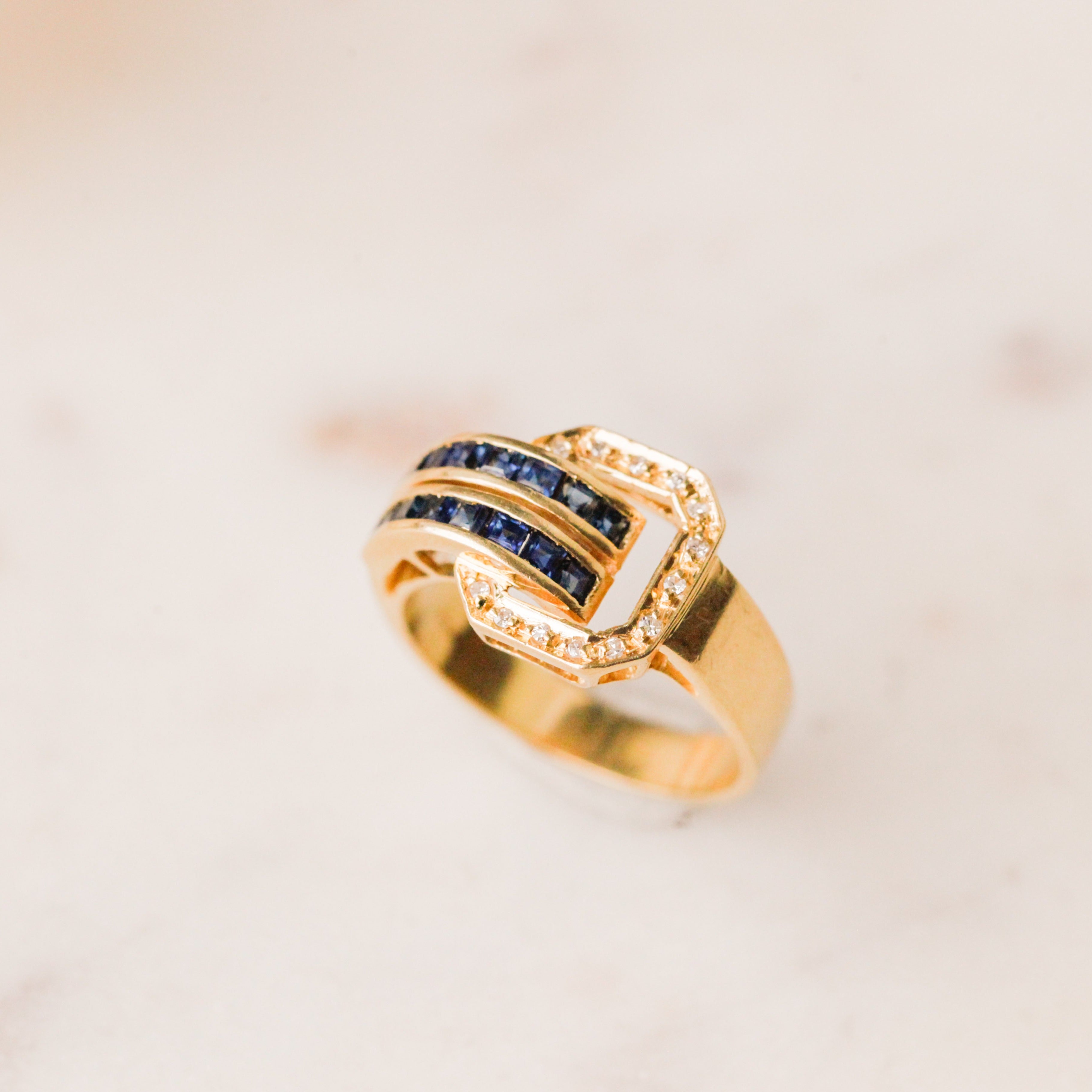 Neilson Sapphire + Diamond Buckle Ring