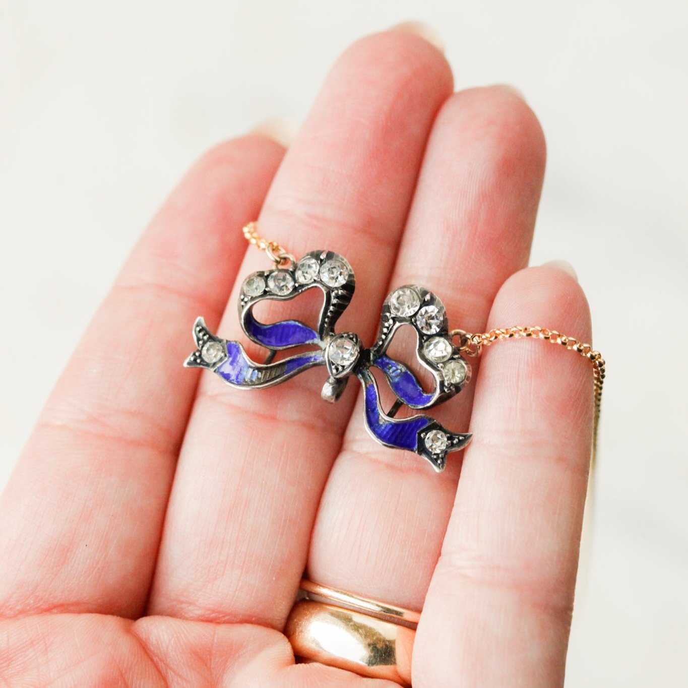 Anicette Enameled Bow Pendant