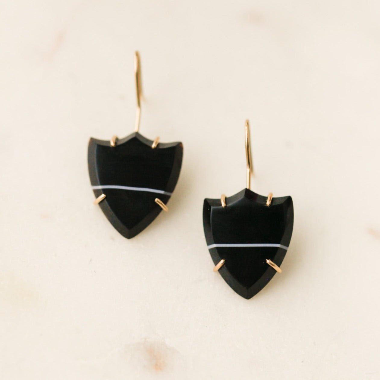 Maisie Agate Shield Earrings