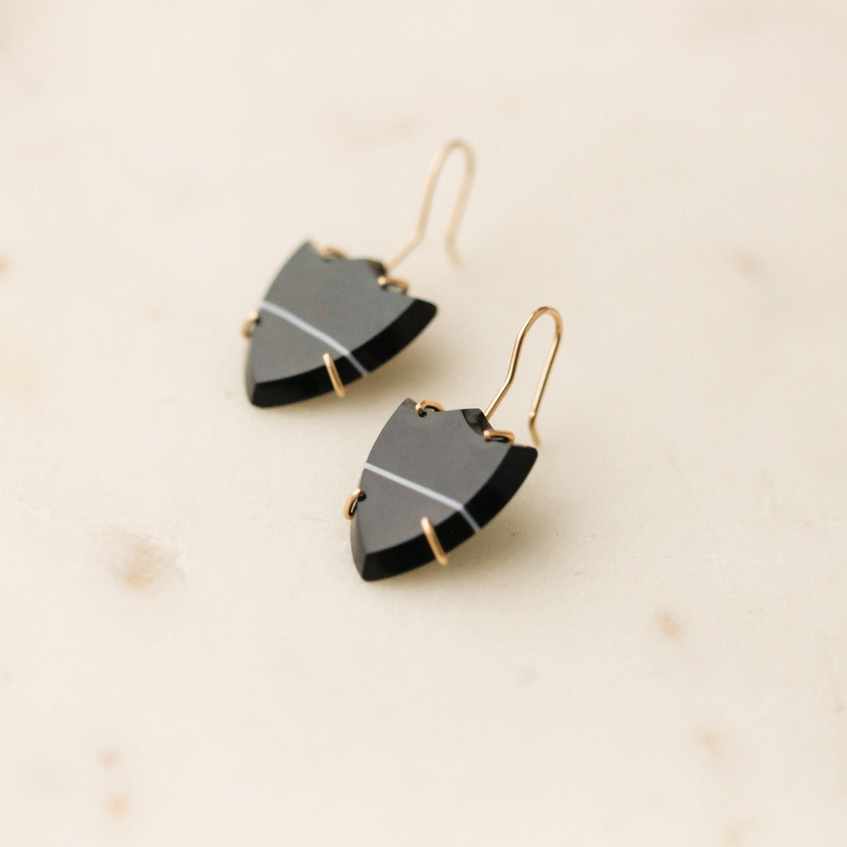 Maisie Agate Shield Earrings
