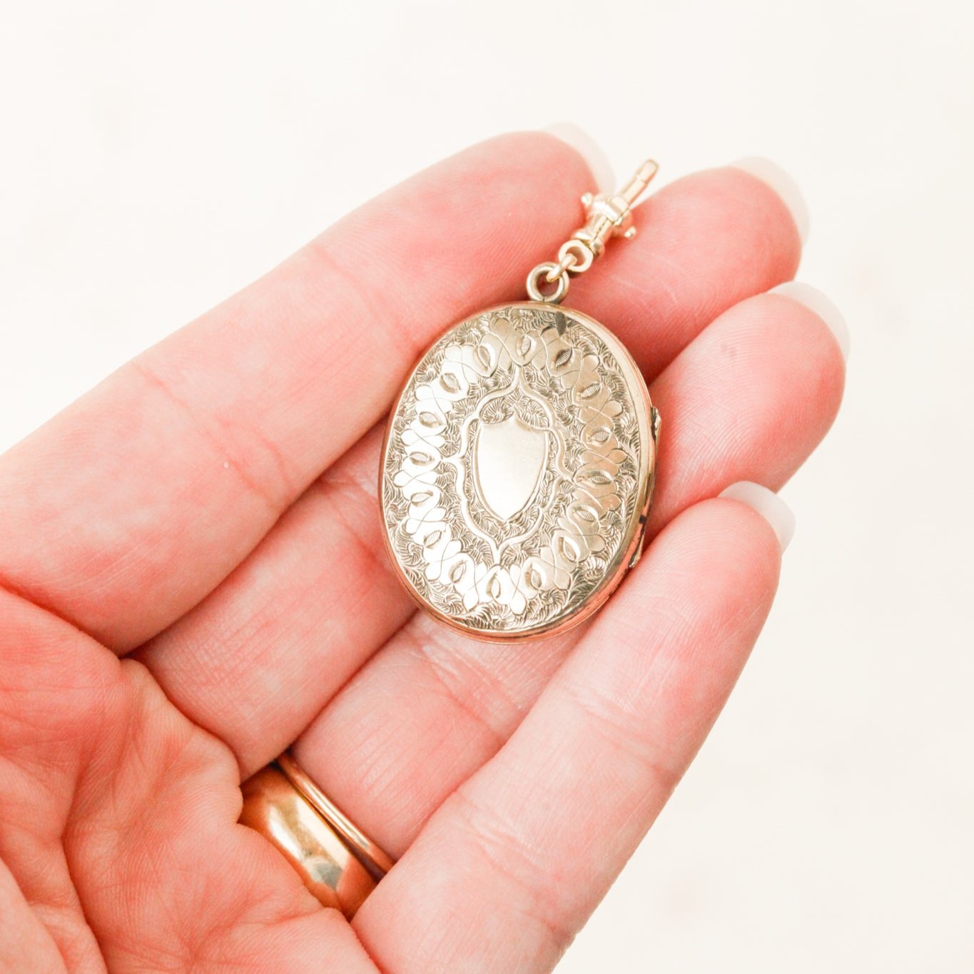 Enameled Coral + Pearl Gold Locket