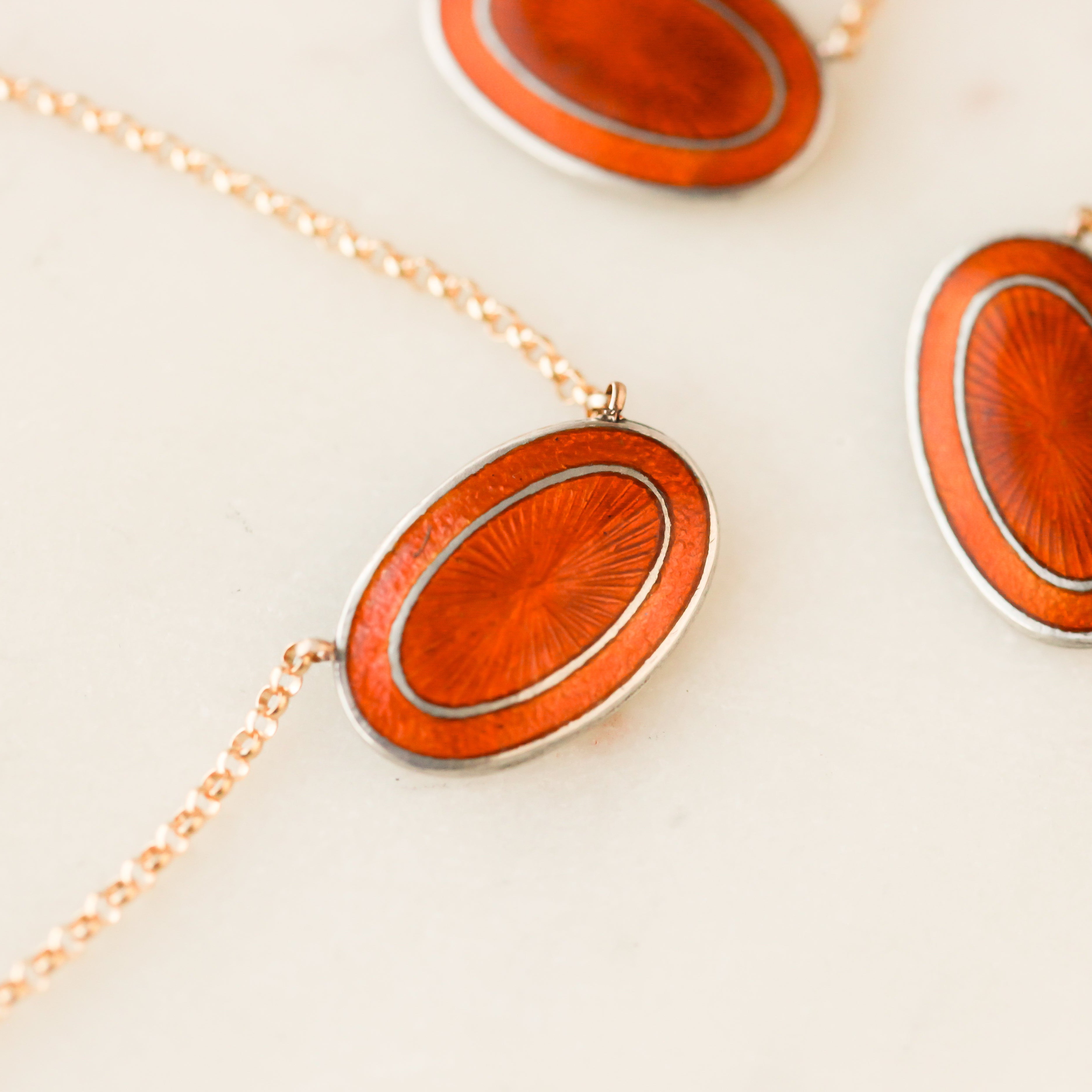 Orange Enameled Pendants