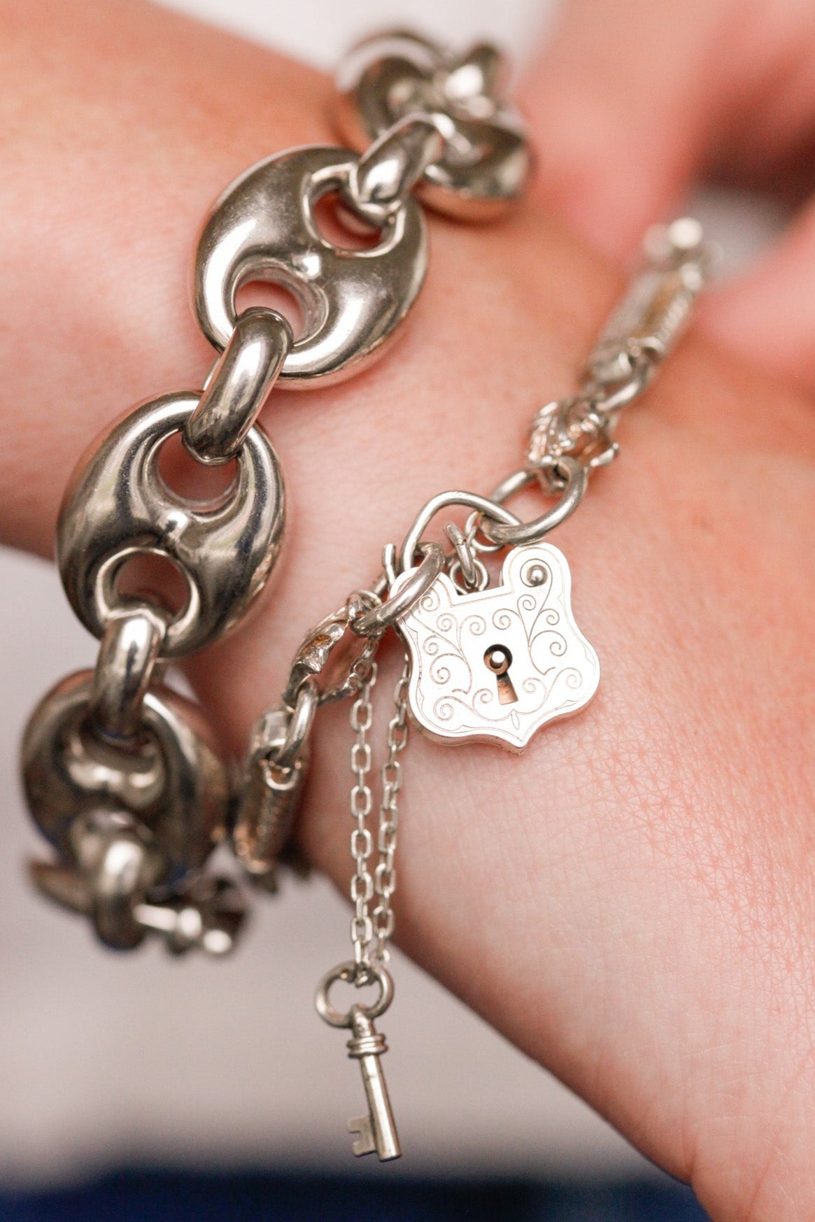 Silver Lover's Lock Bracelet