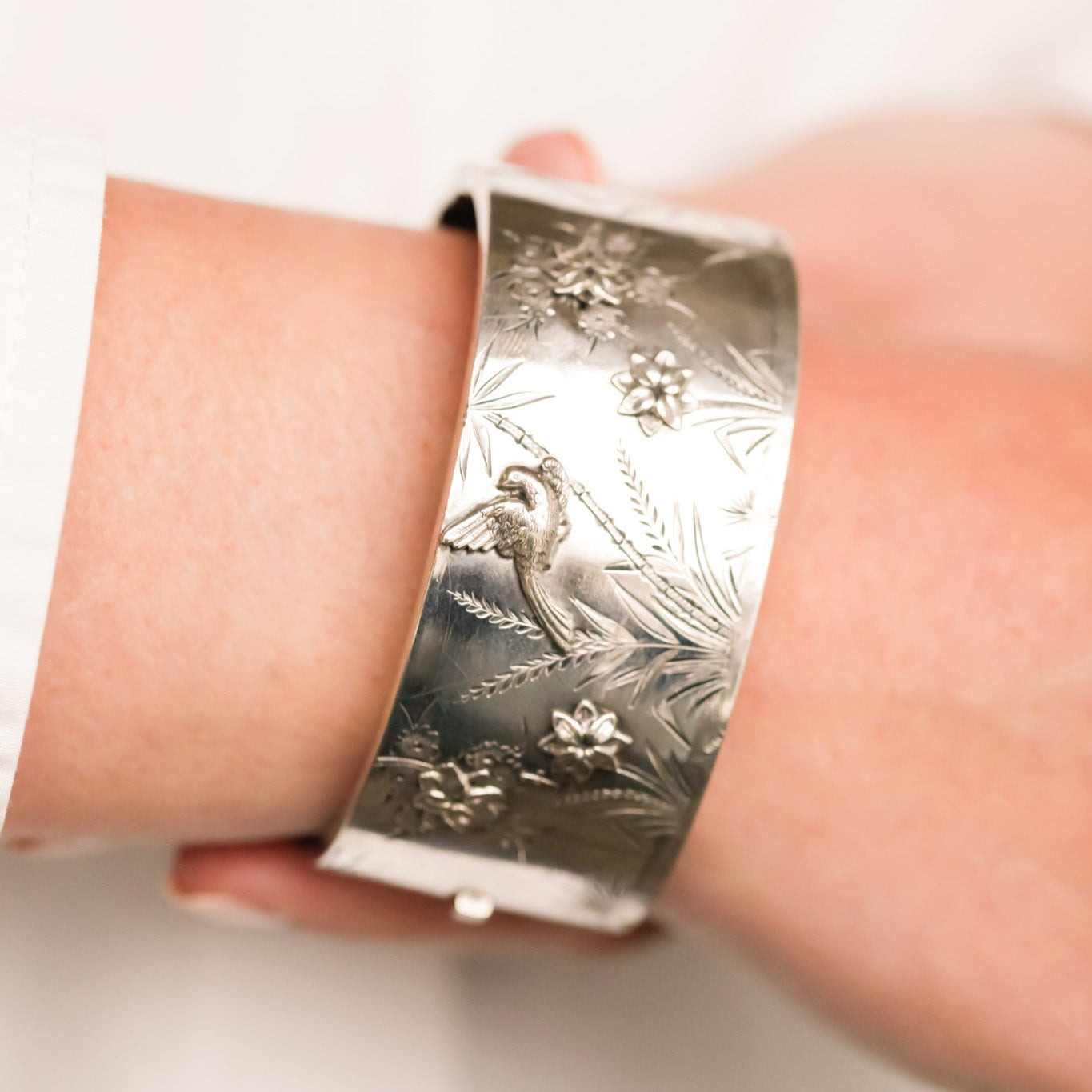 Flora and Fauna Silver Bangle