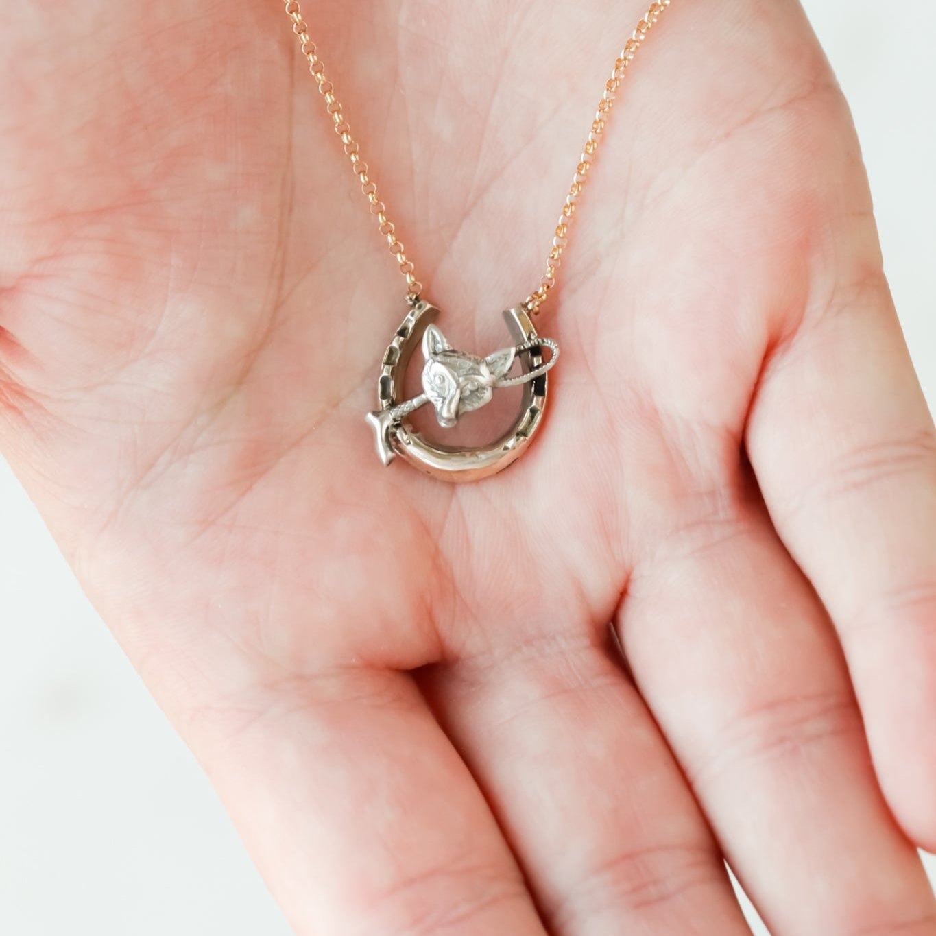 Sportsman Fox Horseshoe Pendant