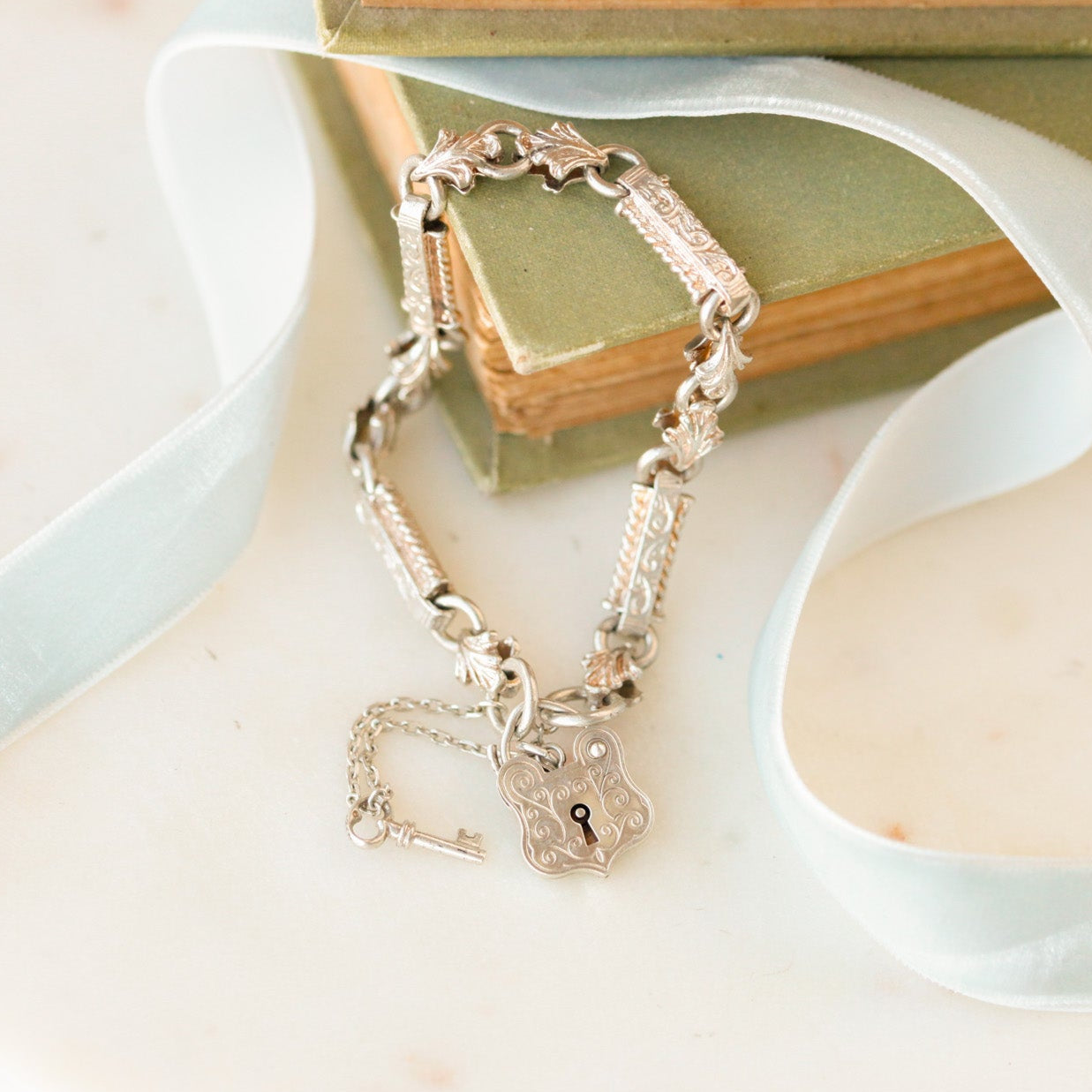 Silver Lover's Lock Bracelet