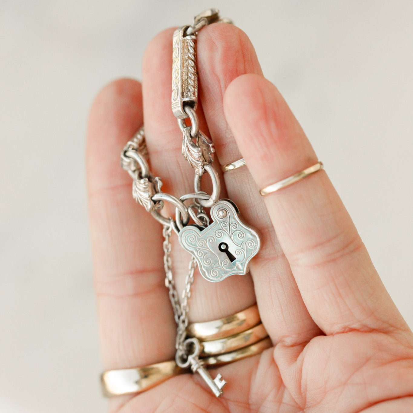 Silver Lover's Lock Bracelet