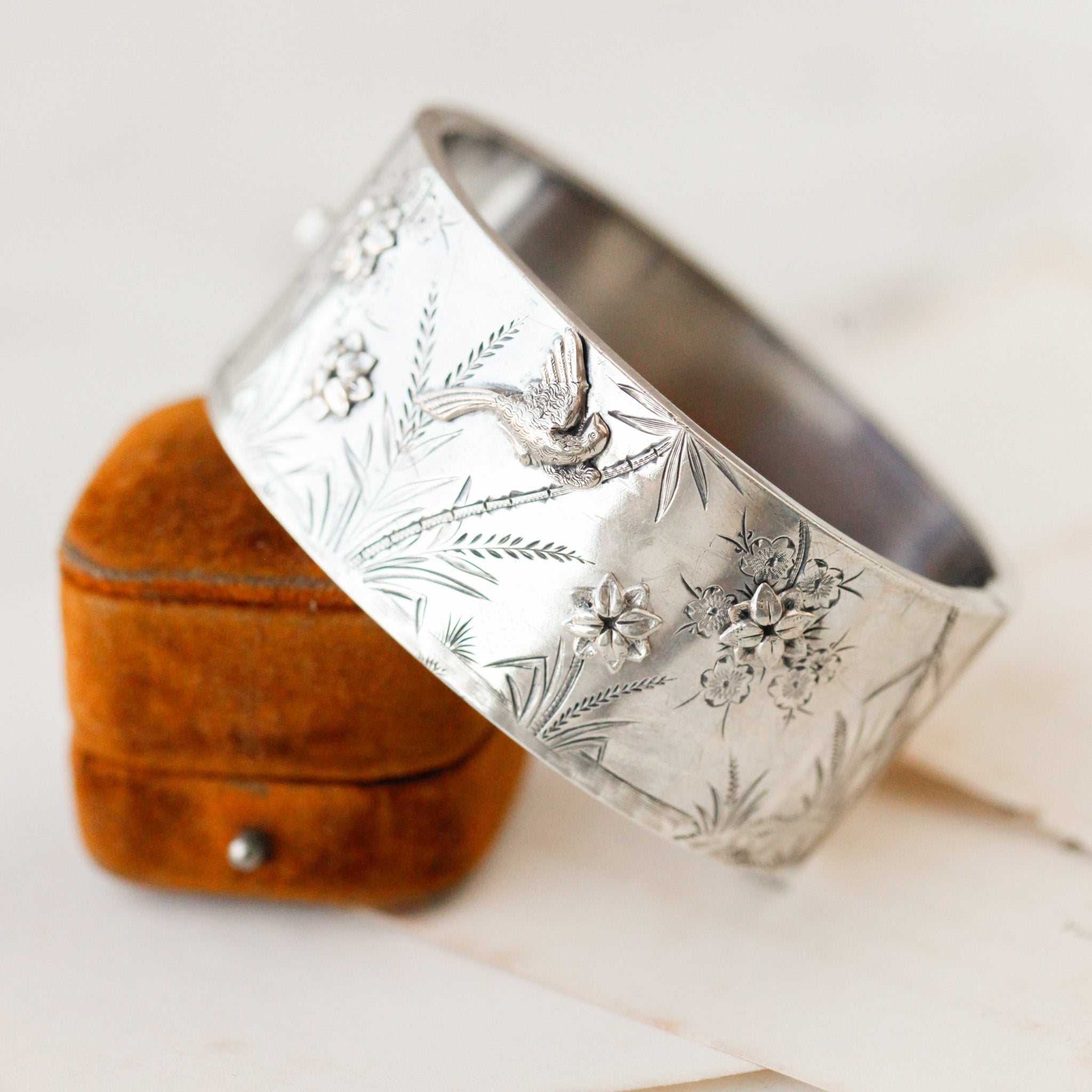 Flora and Fauna Silver Bangle