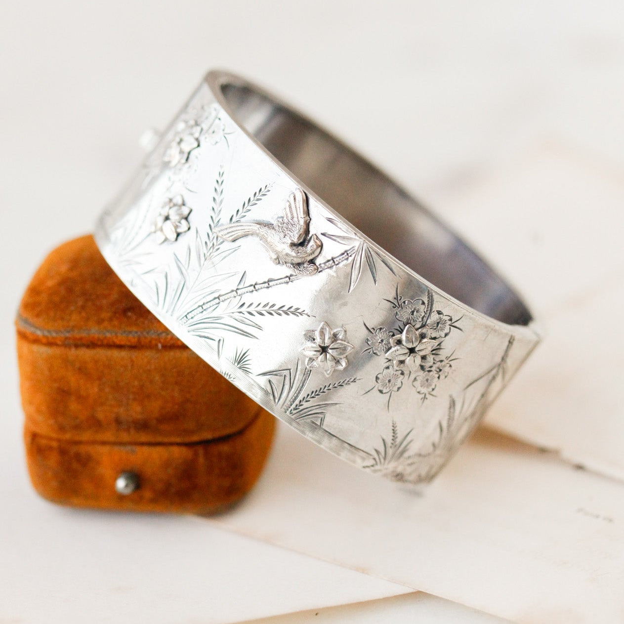 Flora and Fauna Silver Bangle