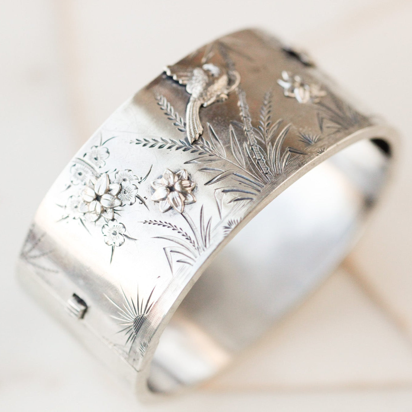 Flora and Fauna Silver Bangle
