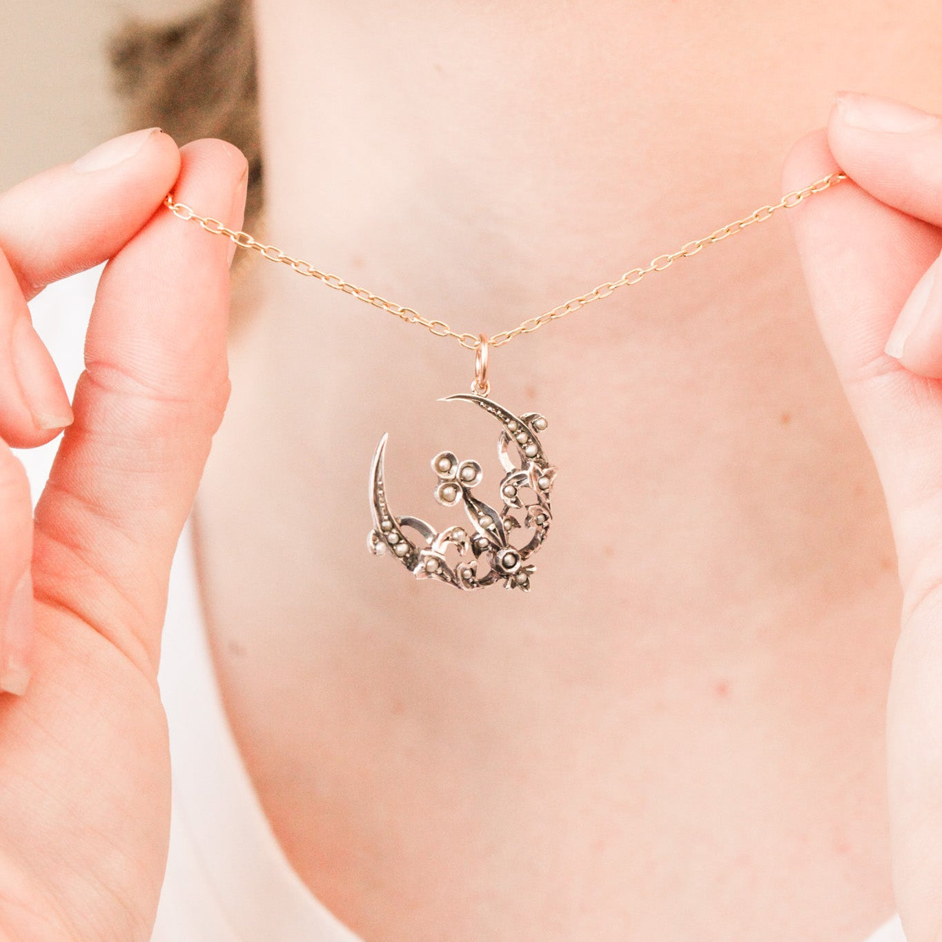 Cleo Pearl Crescent Pendant