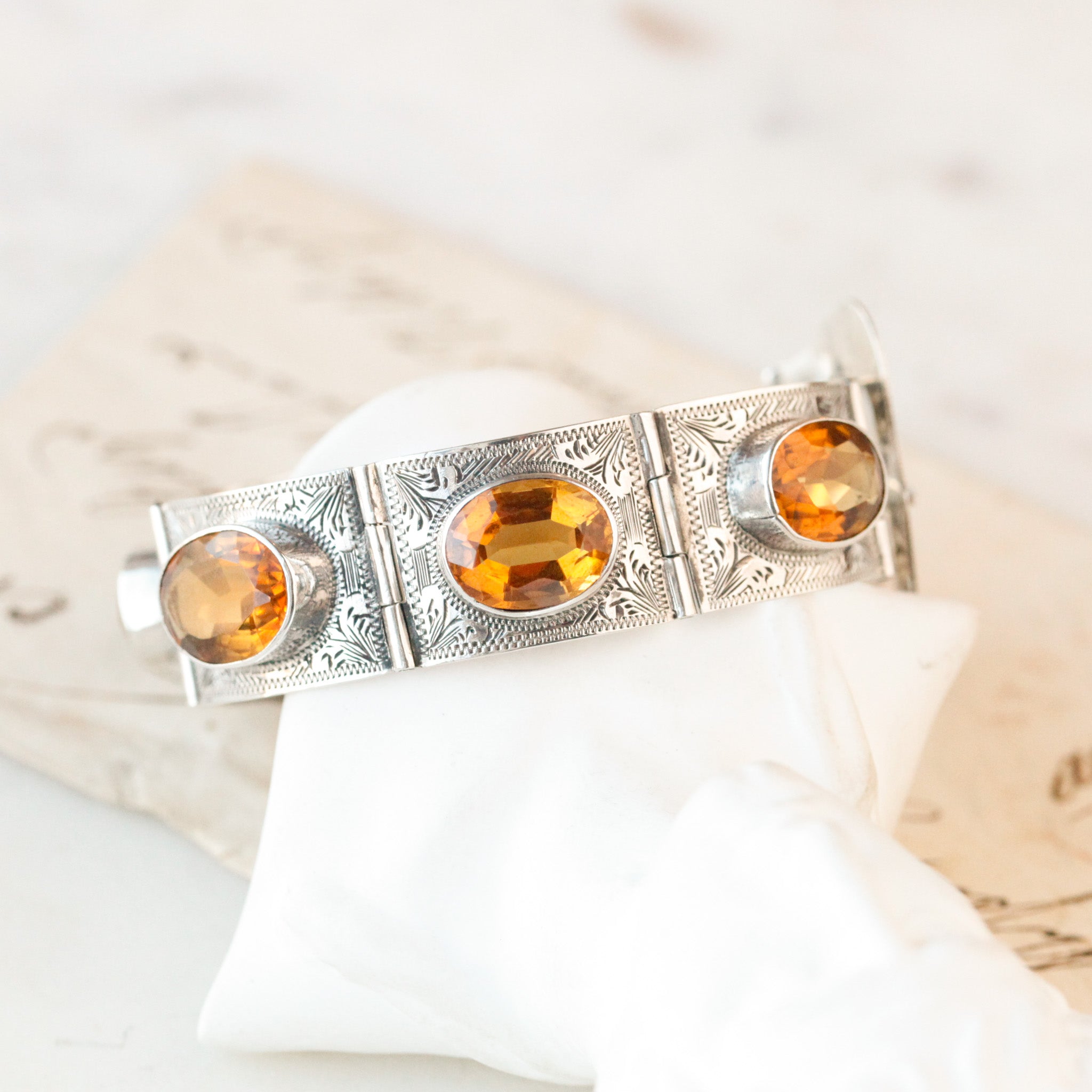 Lena Sterling Citrine Buckle Bracelet