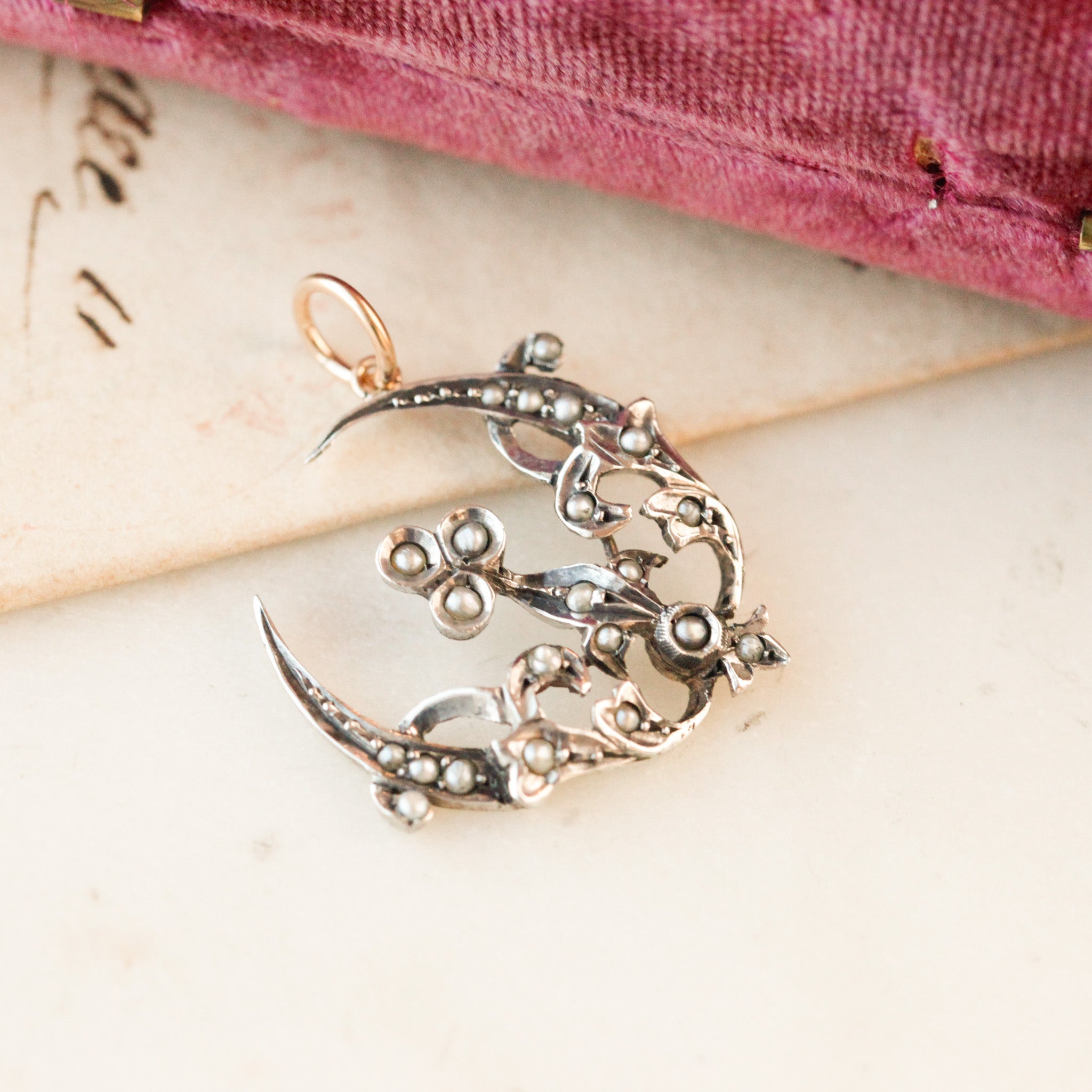 Cleo Pearl Crescent Pendant