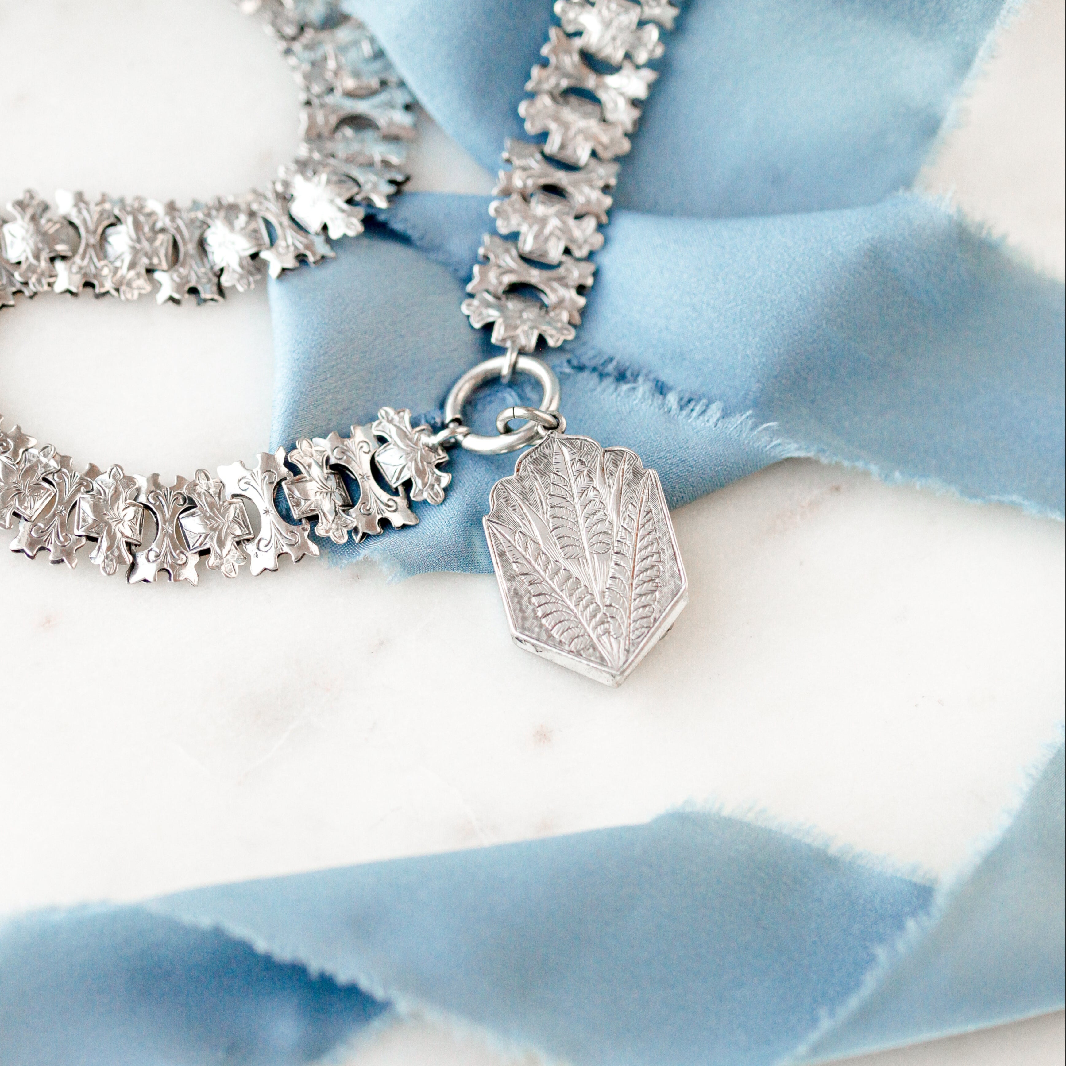 Engraved Fern Book Chain Locket