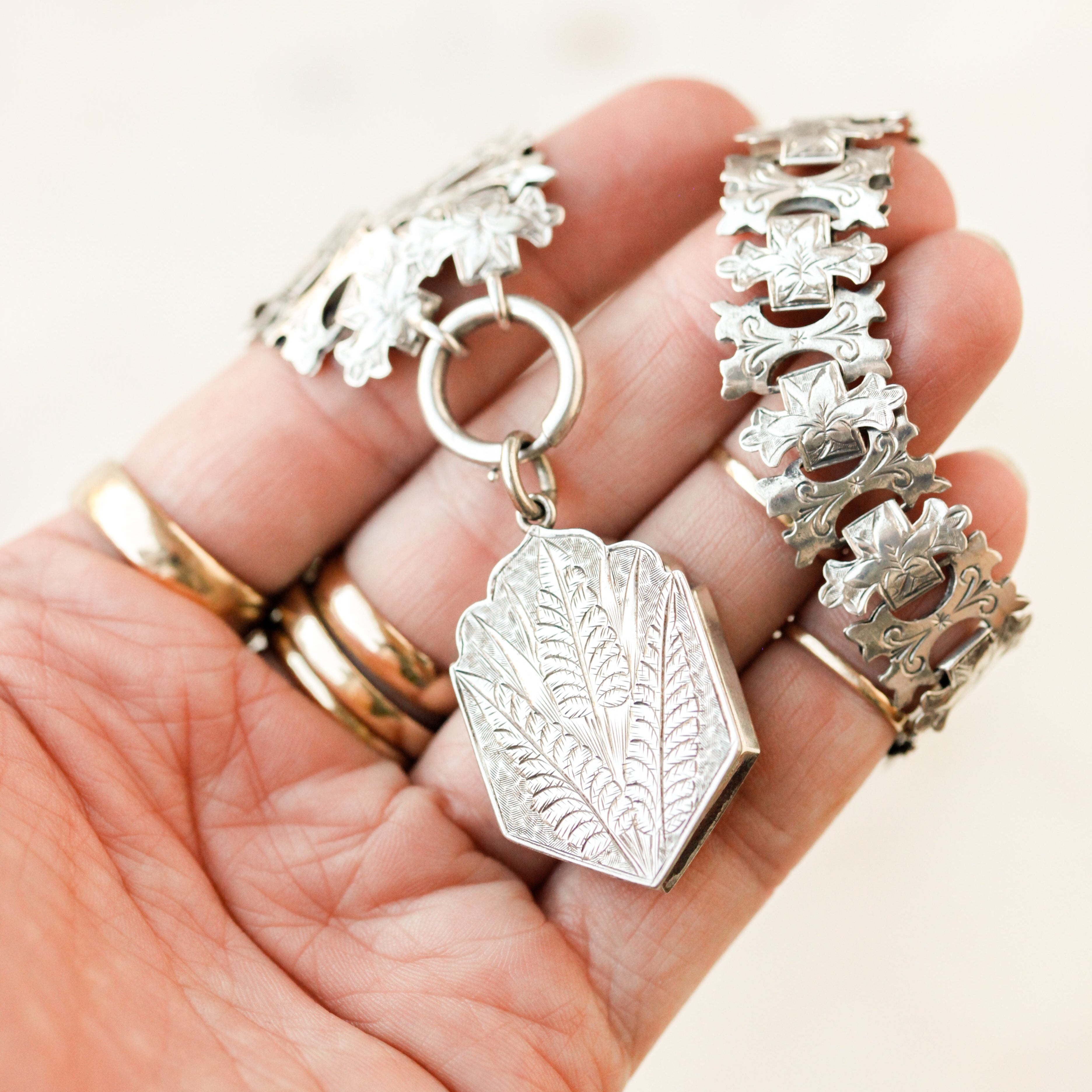 Engraved Fern Book Chain Locket