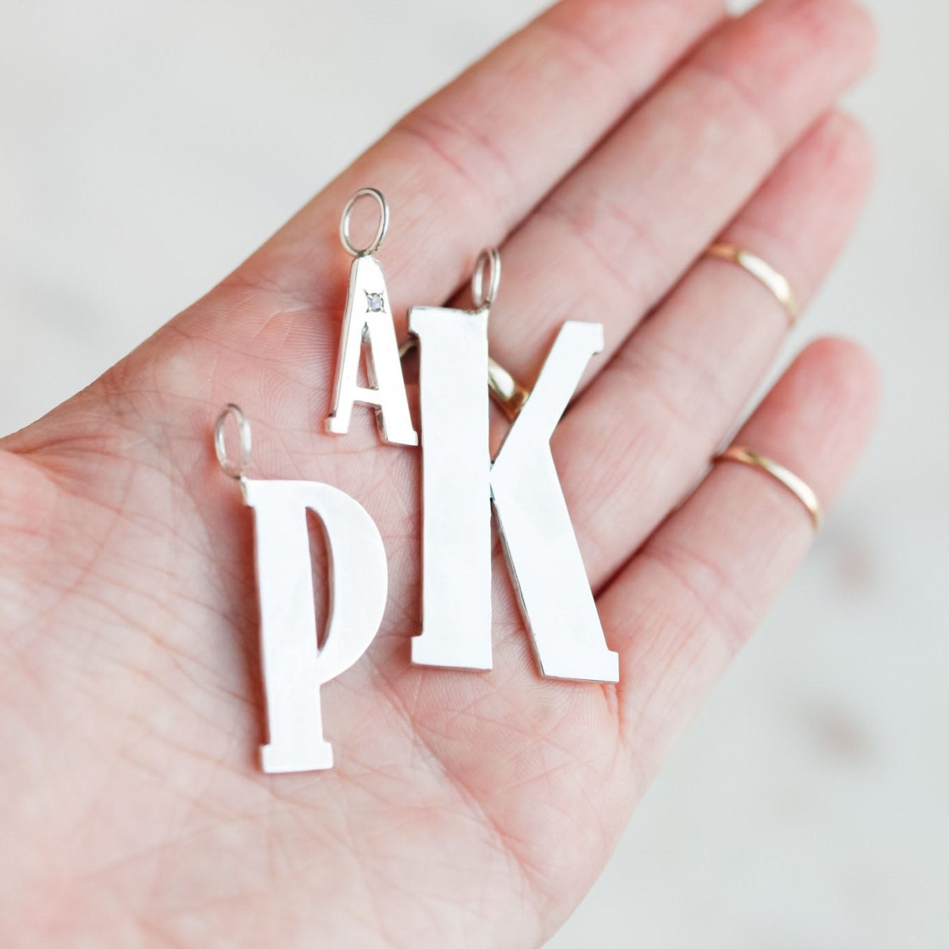 Modern Sterling Silver Letter Charms