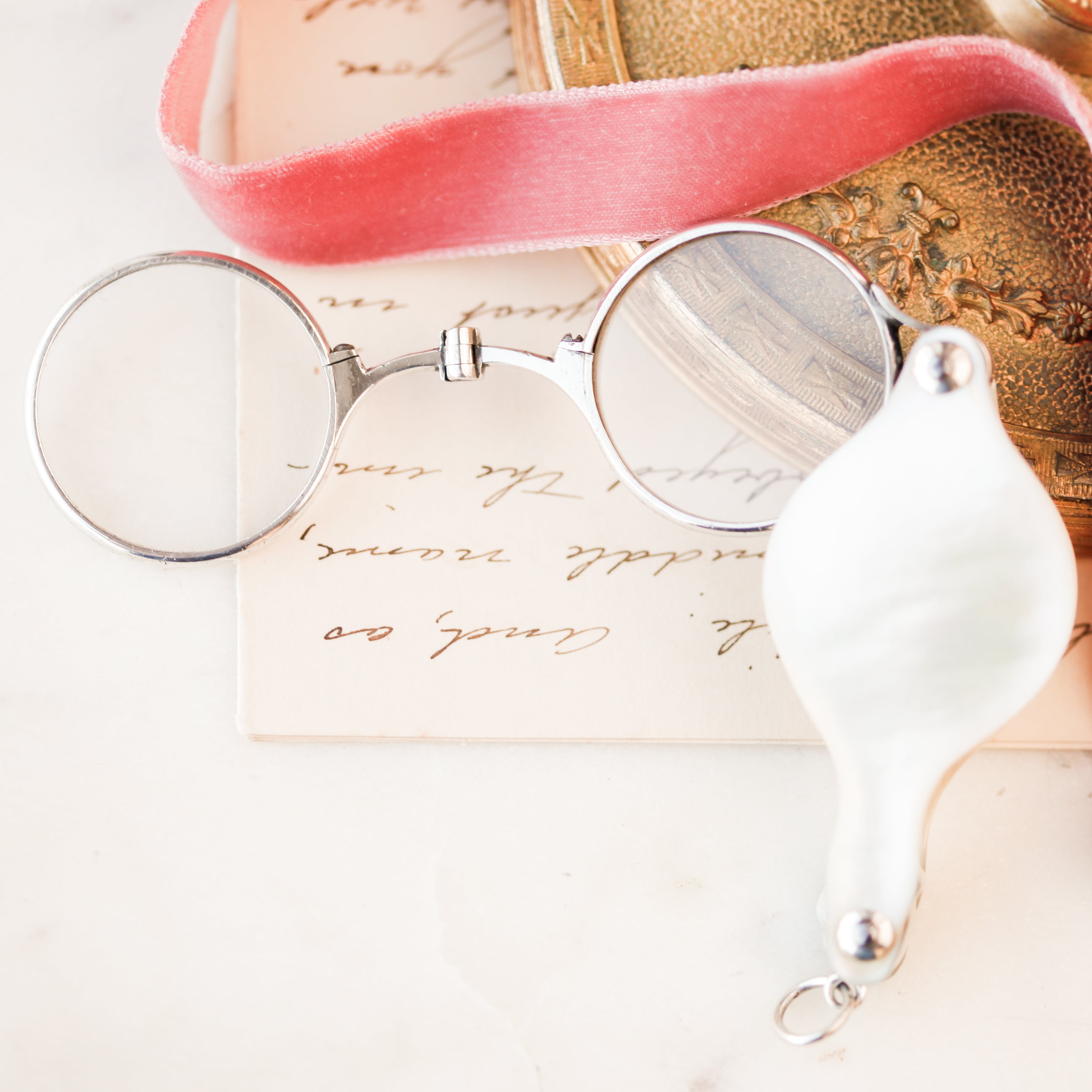 Mother of Pearl Lorgnette Glasses