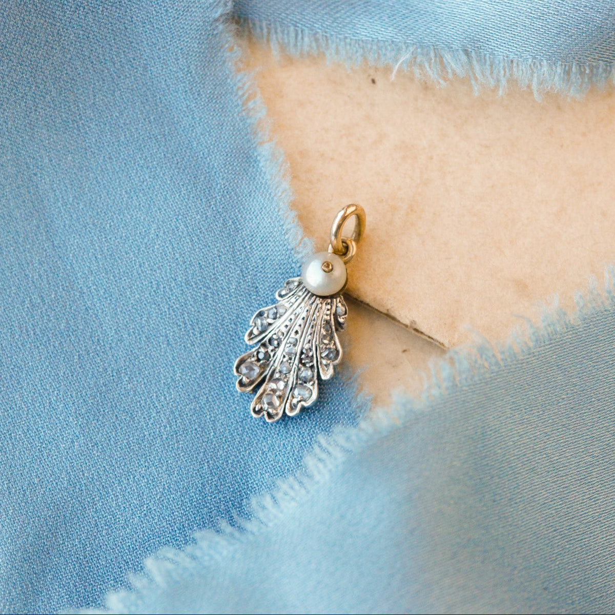 Eleanor Georgian Diamond and Pearl Foliate Pendant
