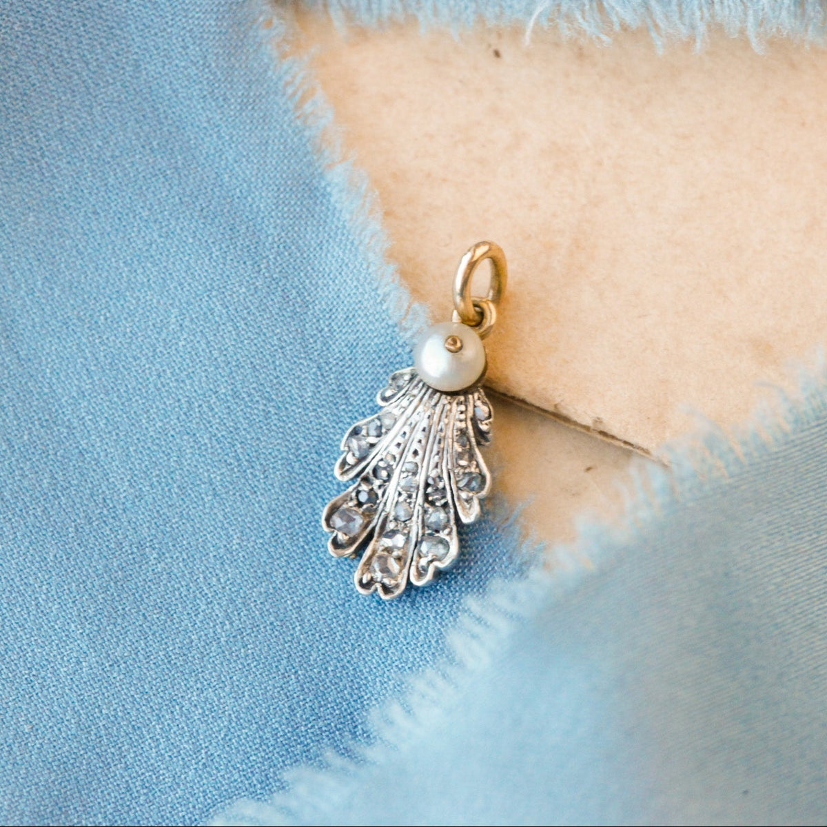 Eleanor Georgian Diamond and Pearl Foliate Pendant