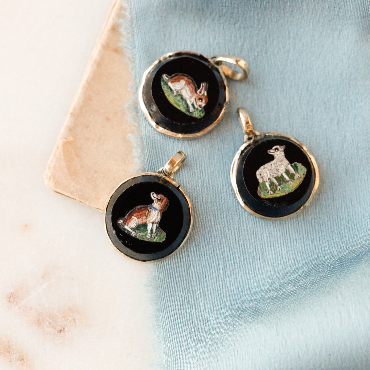 Georgian Micromosaic Menagerie Pendants