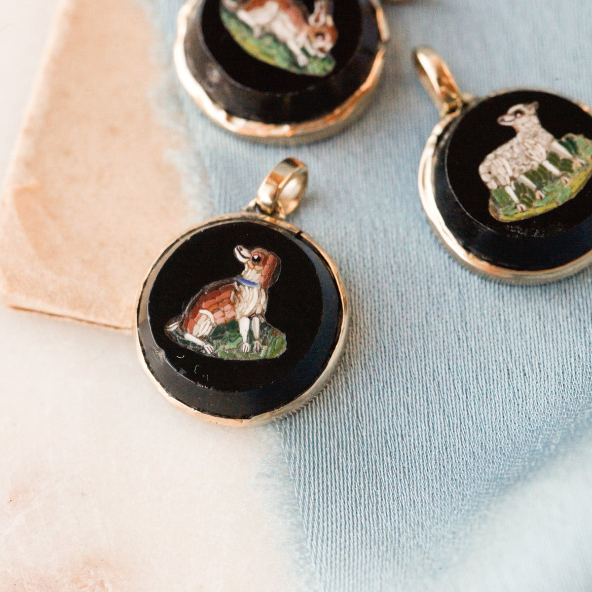 Georgian Micromosaic Menagerie Pendants