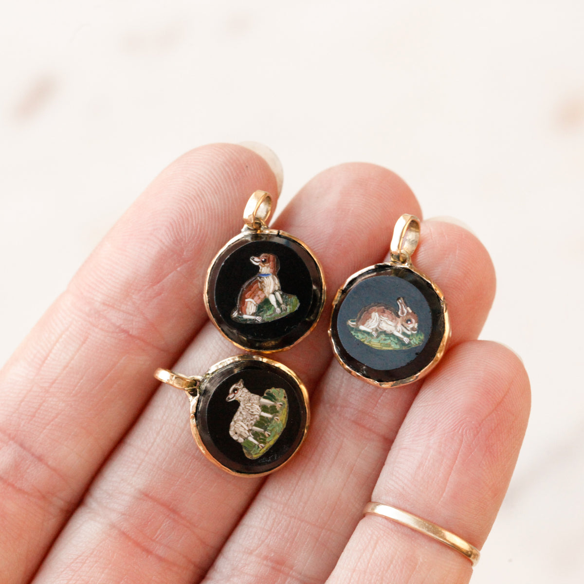 Georgian Micromosaic Menagerie Pendants