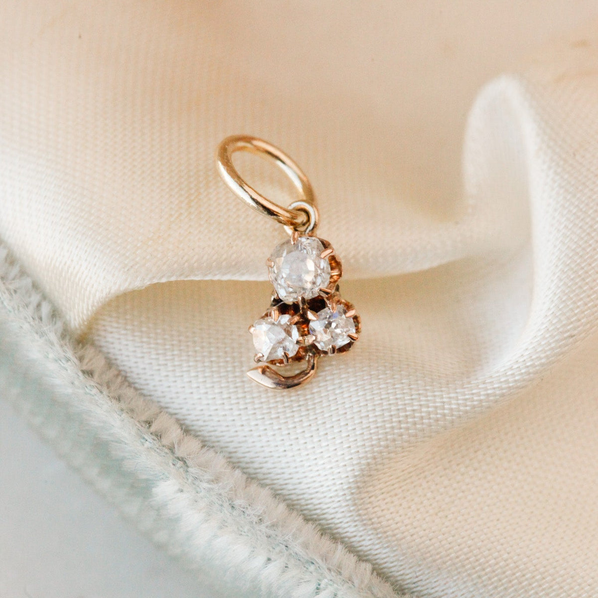 Clara Victorian Old Mine Cut Diamond Trilogy Pendant