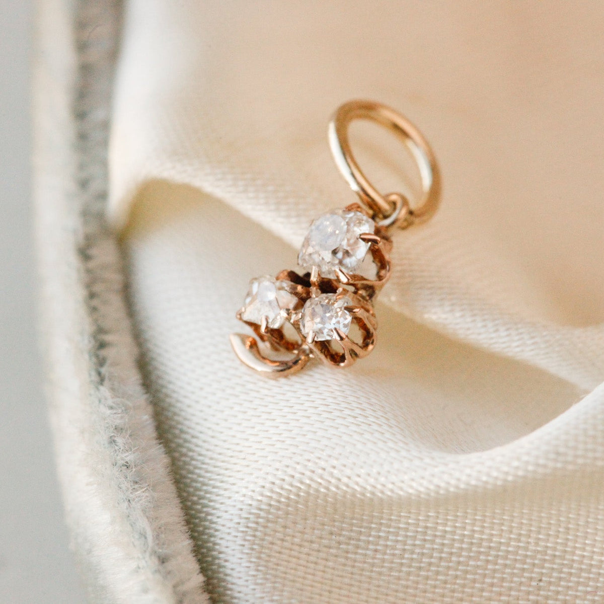 Clara Victorian Old Mine Cut Diamond Trilogy Pendant