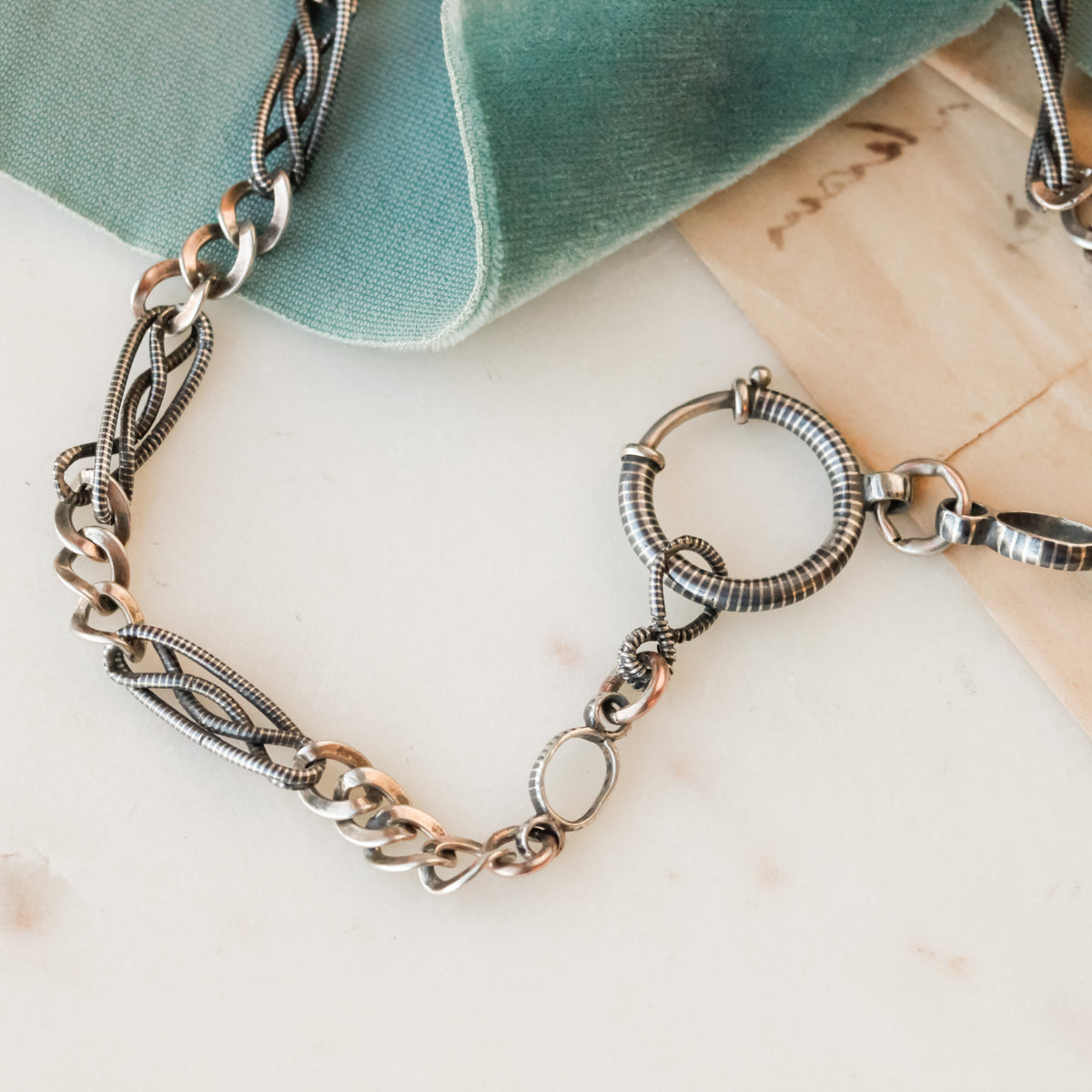 Victorian Niello Striped Chain with Twisted Links