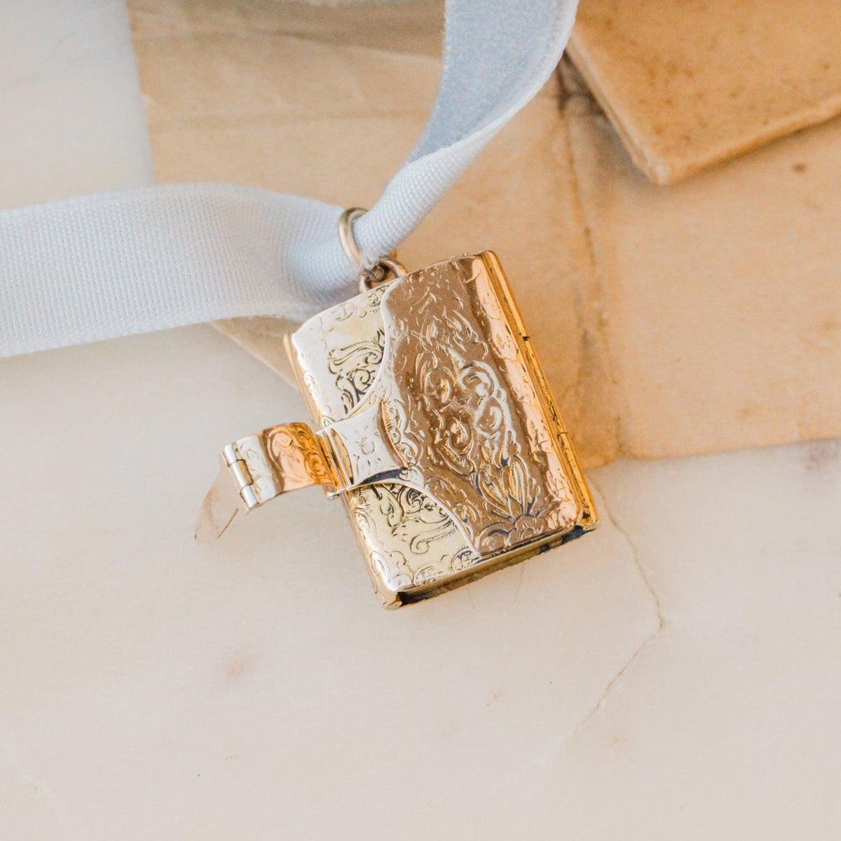 Edith Victorian Engraved Book Locket Pendant
