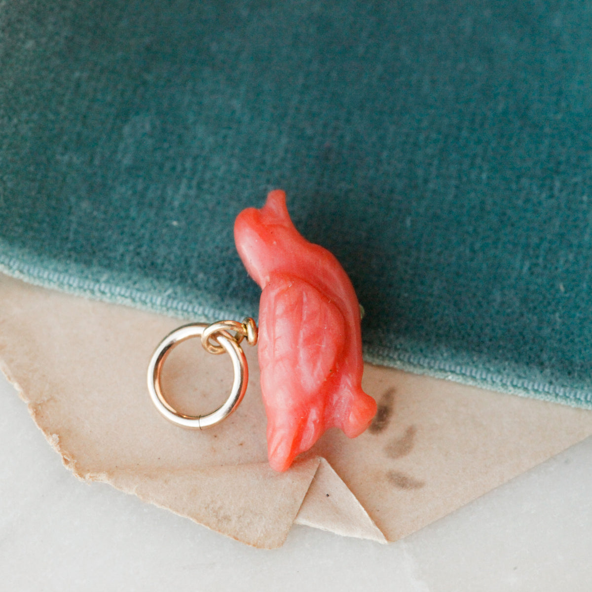 Wren Victorian Carved Coral Charm