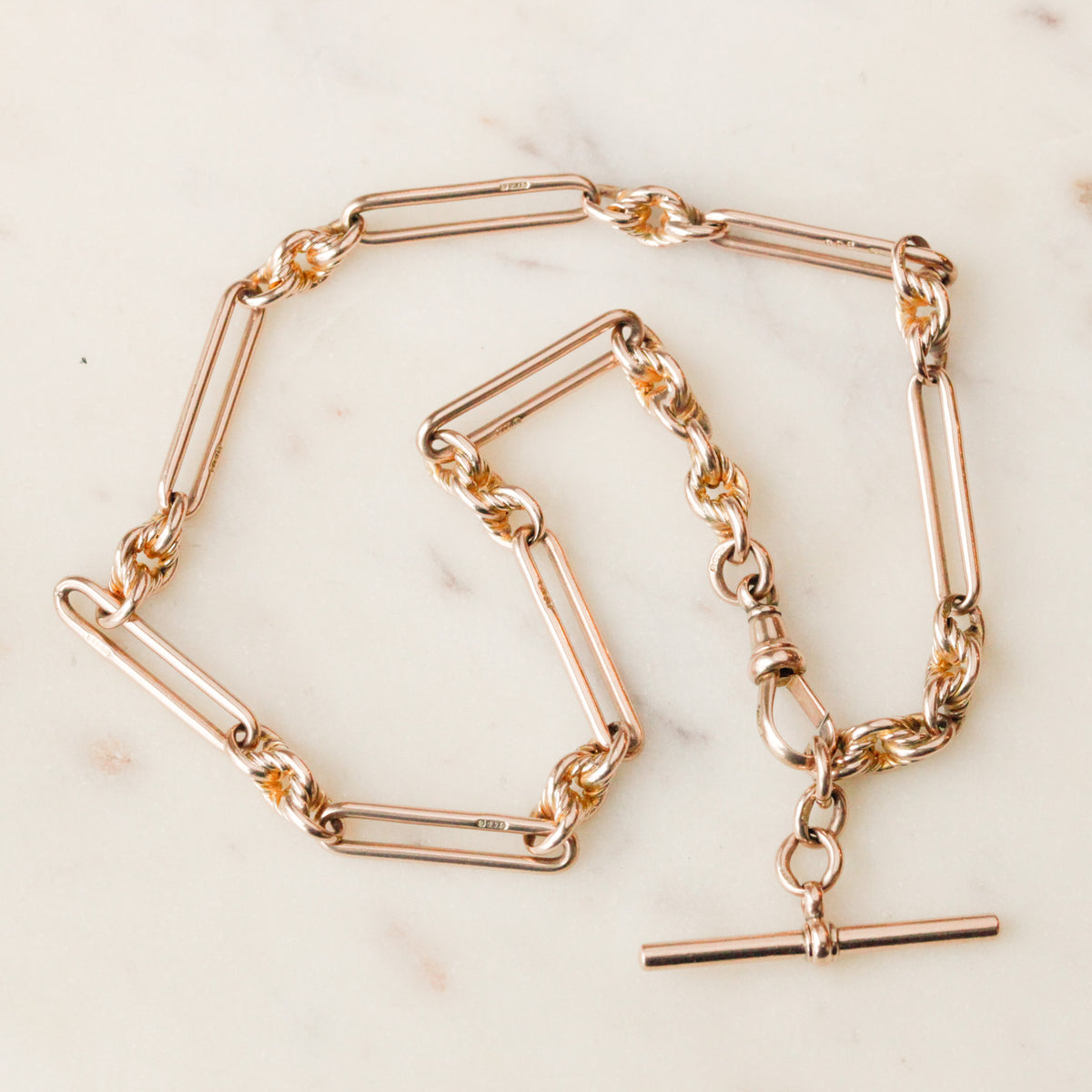 Horrace 9k Victorian Trombone & Wheat Link Chain
