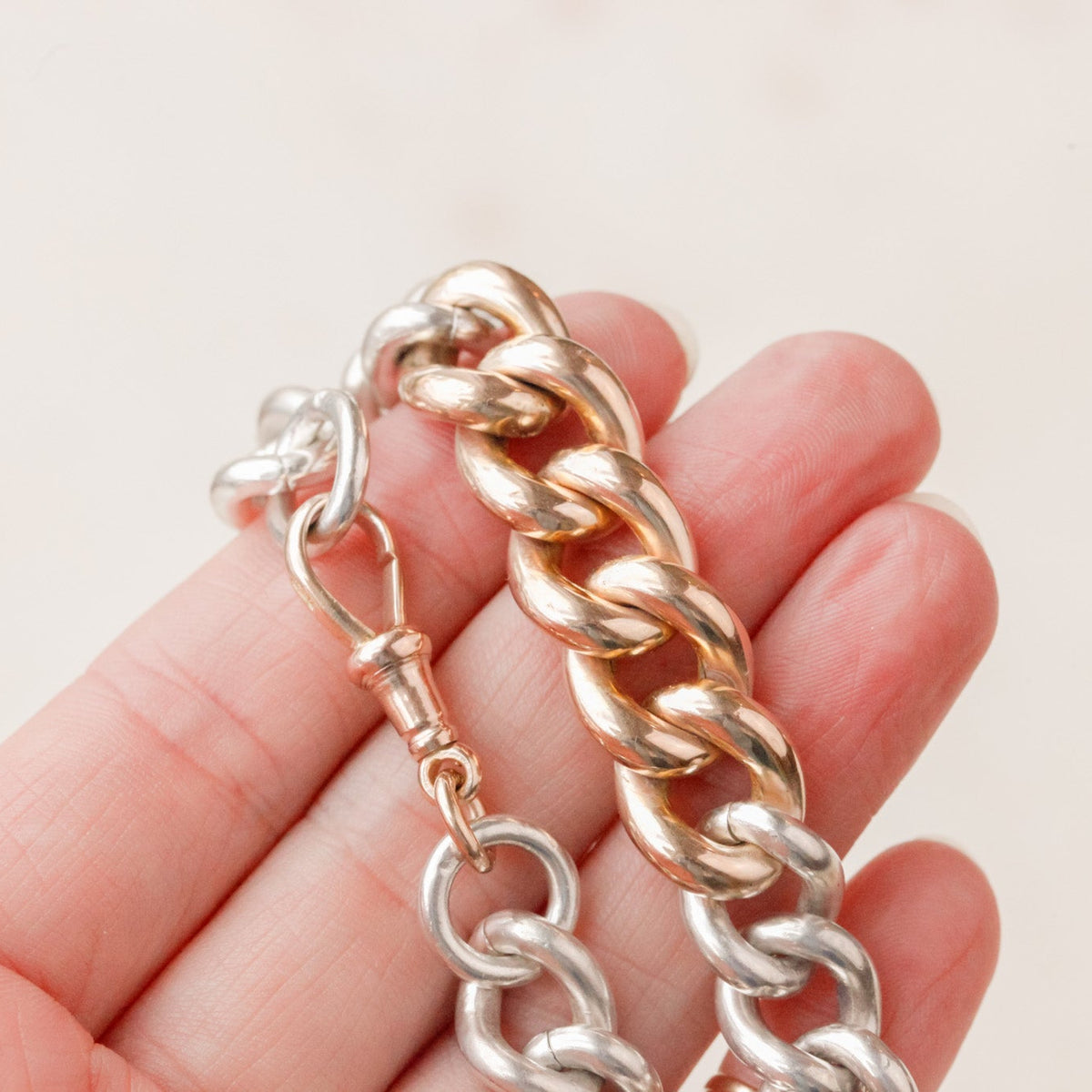 Gennie Gold and Sterling Curb Bracelet