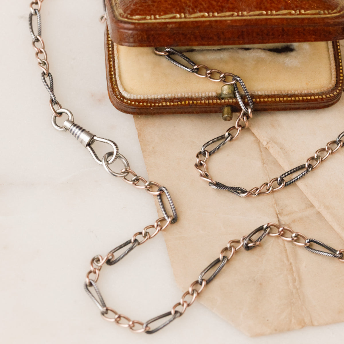 Victorian Niello Striped Figaro Chain with Original Swivel Clasp