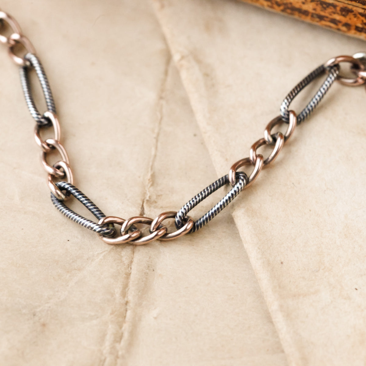 Victorian Niello Striped Figaro Chain, 20.5"