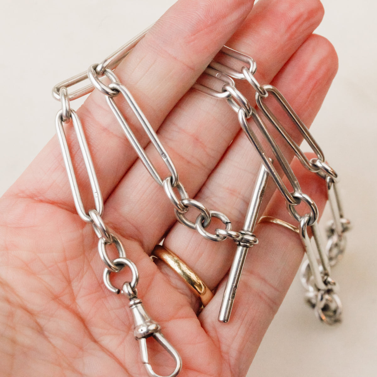 Victorian Sterling Silver Trombone Chain