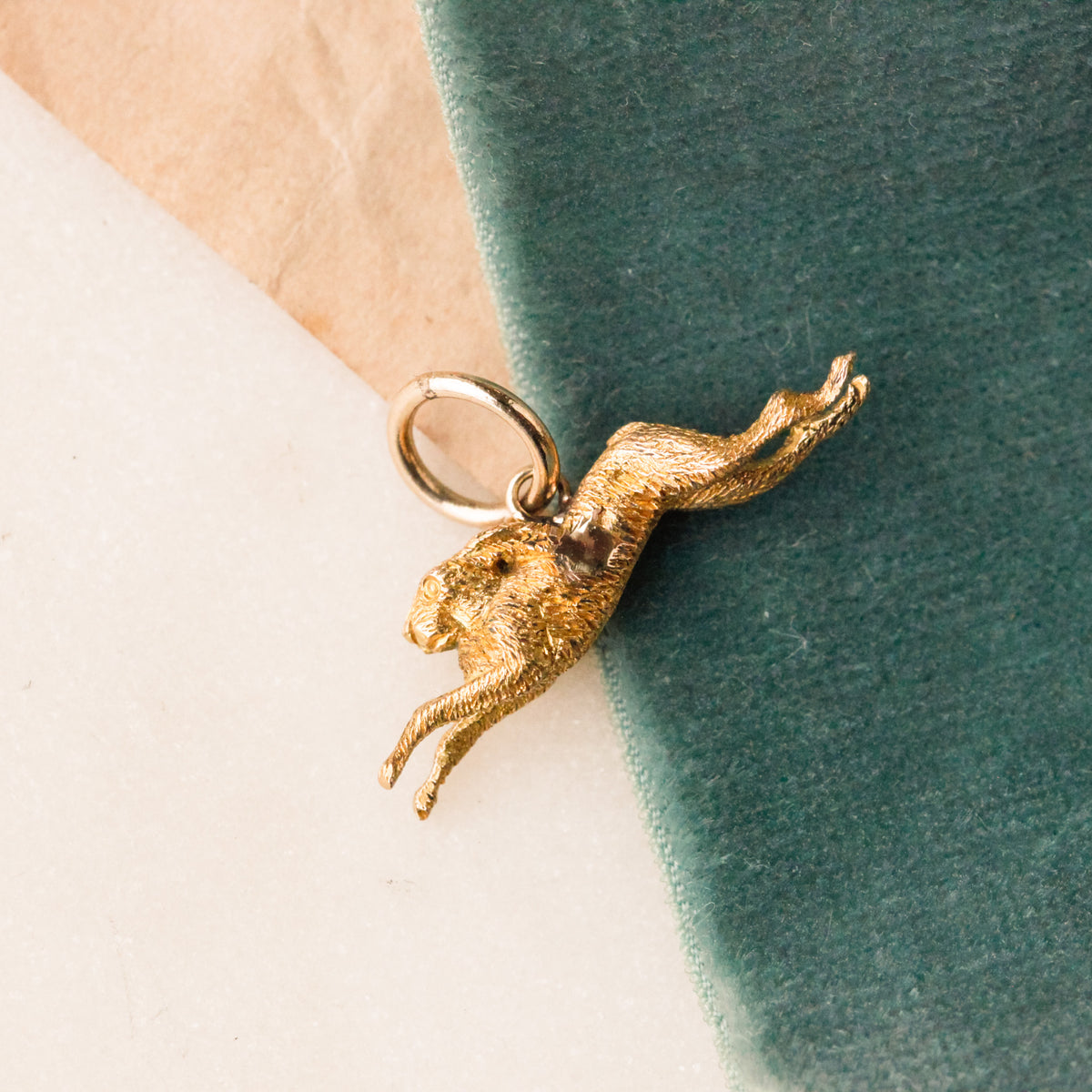 Hollie Victorian Gold Leaping Hare Pendant