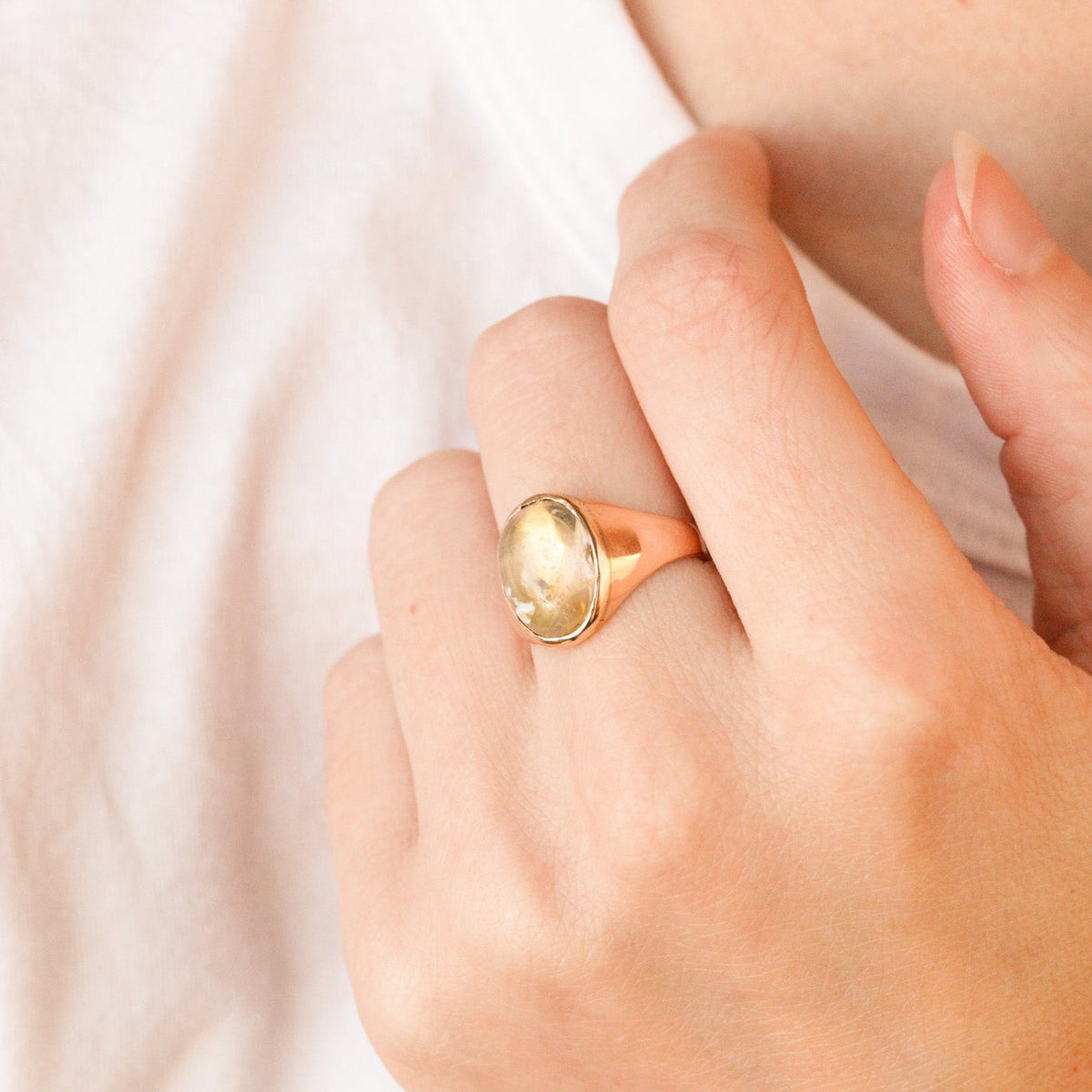 Eliza Victorian Golden Citrine Signet Ring