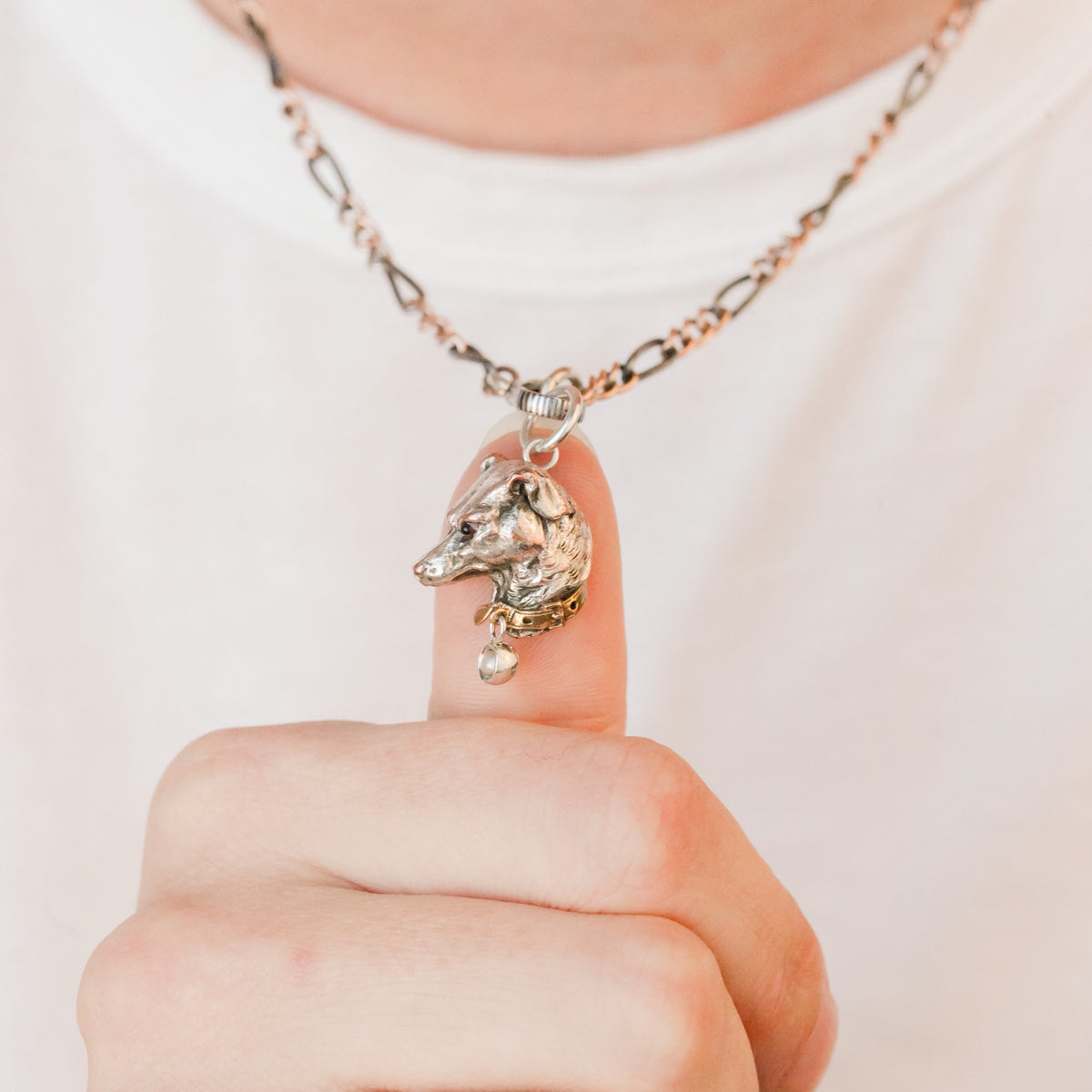 Mabel Victorian Silver Hound & Pearl Collar Pendant
