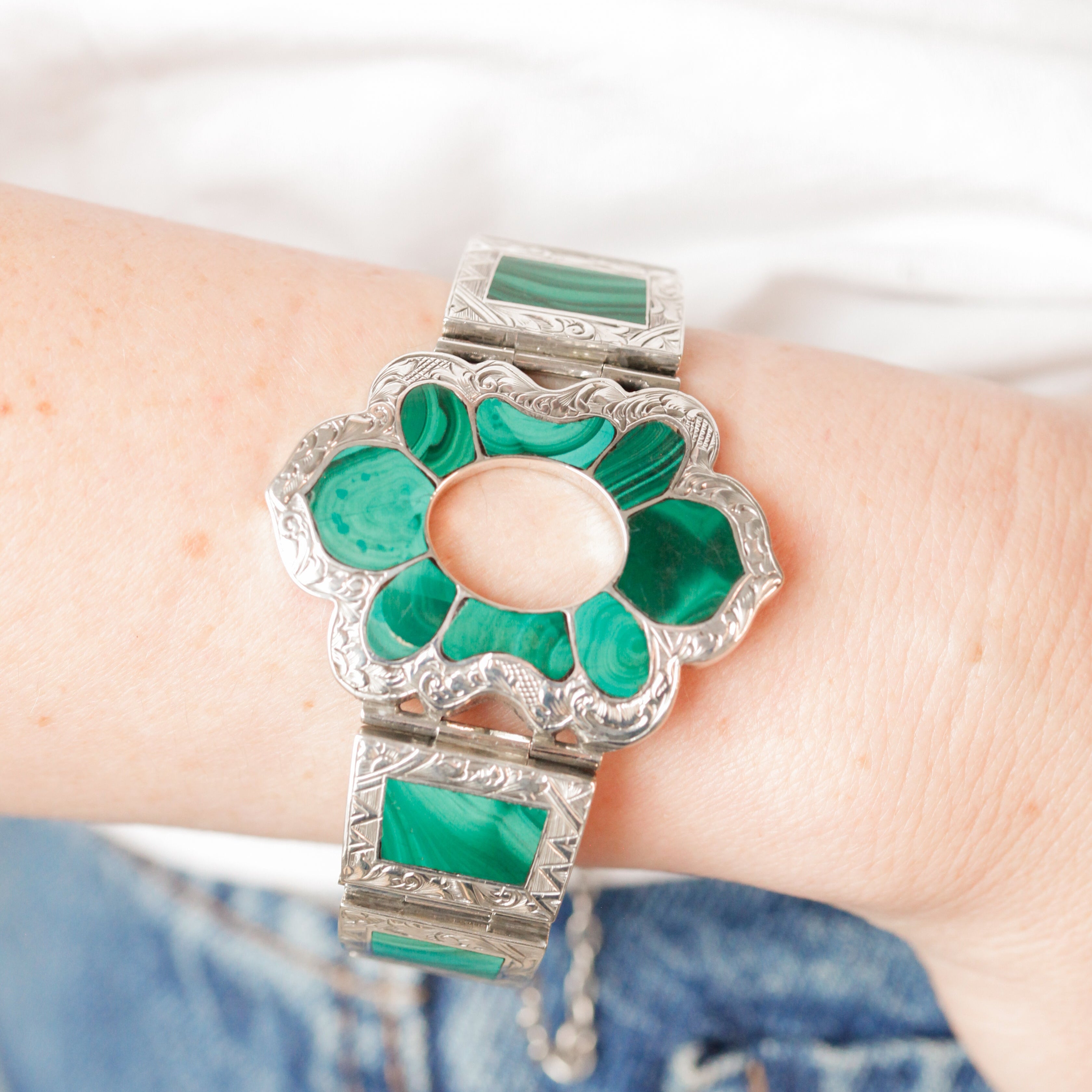 Joss Scottish Sterling Malachite Bracelet