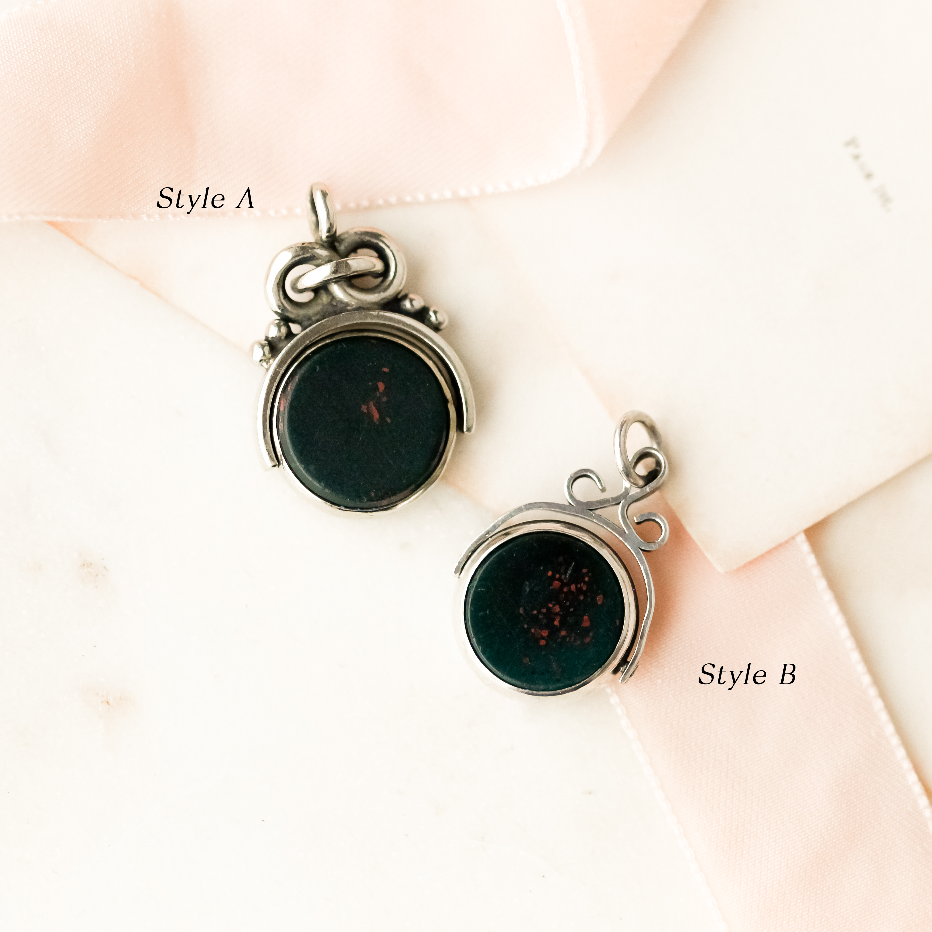 Custom Sterling Silver Round Gilded Victorian Fobs