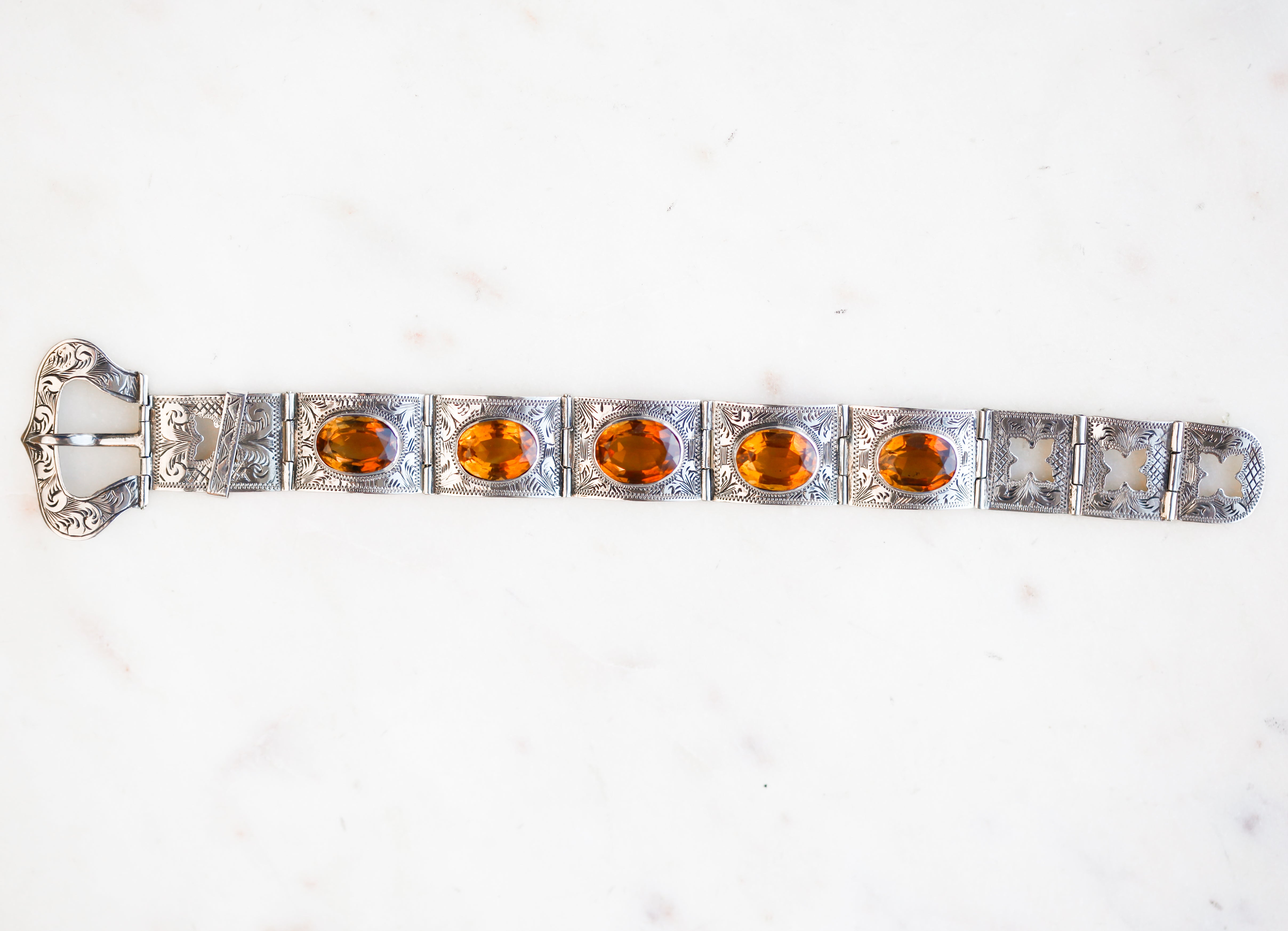 Lena Sterling Citrine Buckle Bracelet