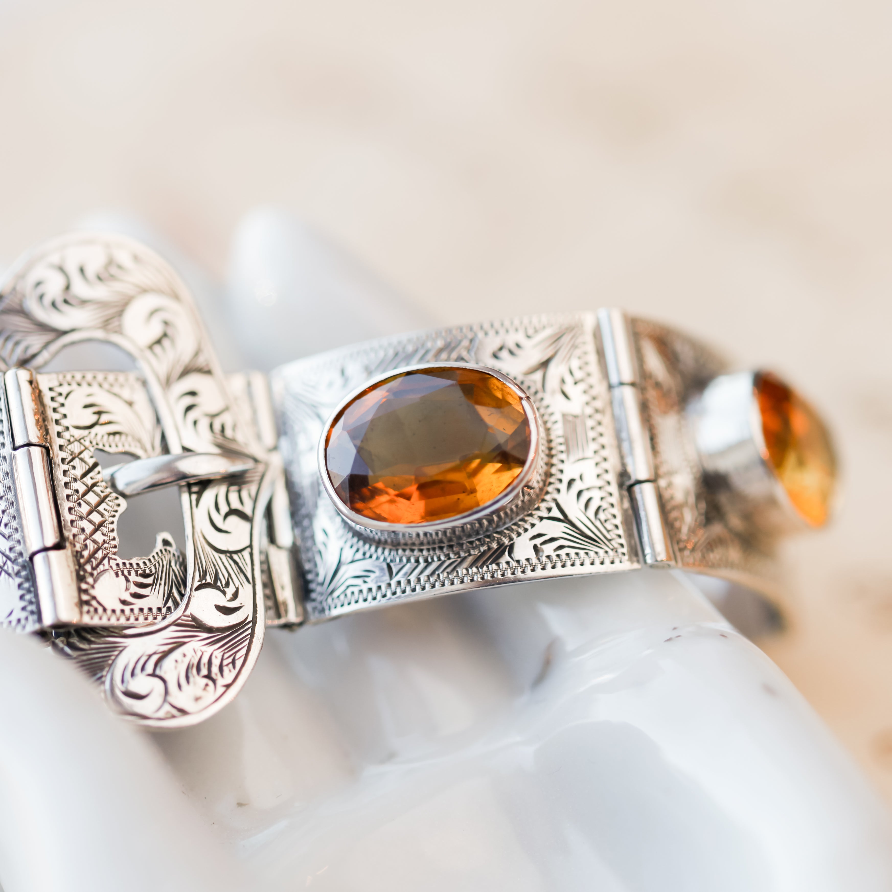 Lena Sterling Citrine Buckle Bracelet