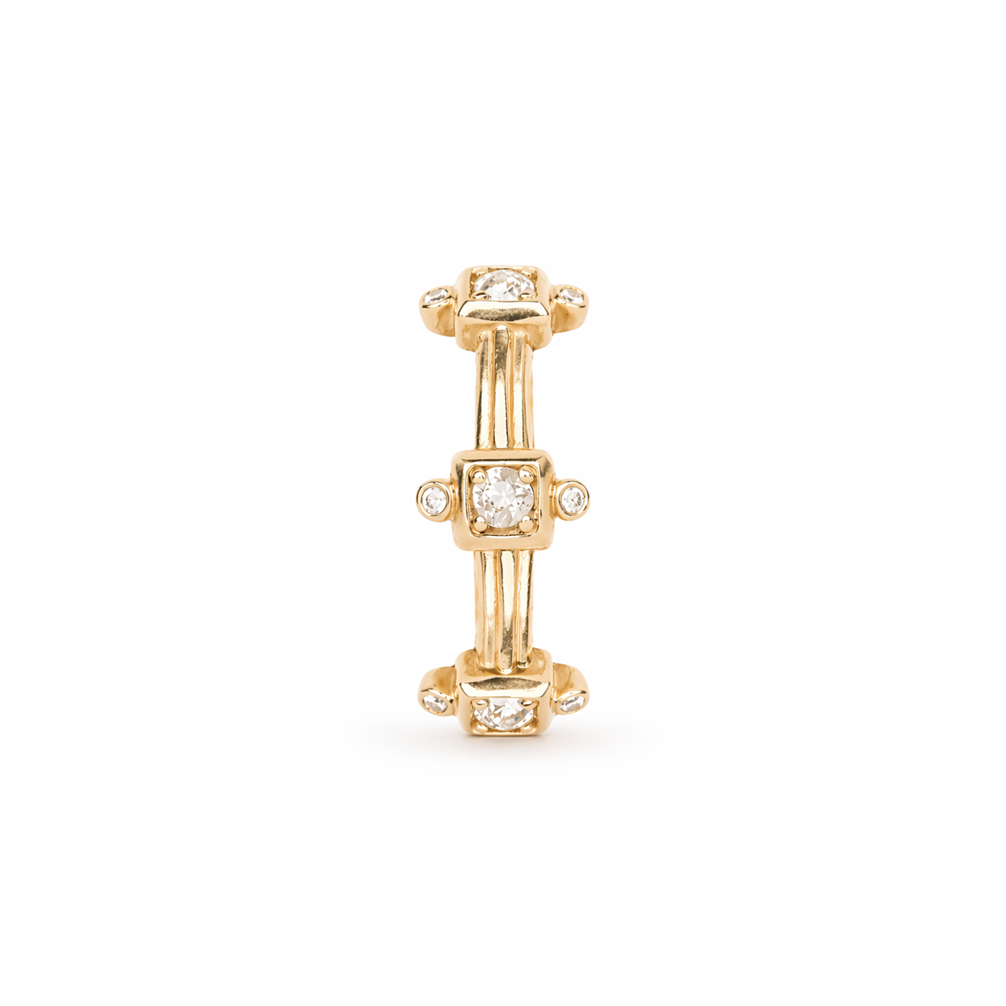 Studded Court Band with Antique Old Mine Cut Diamonds