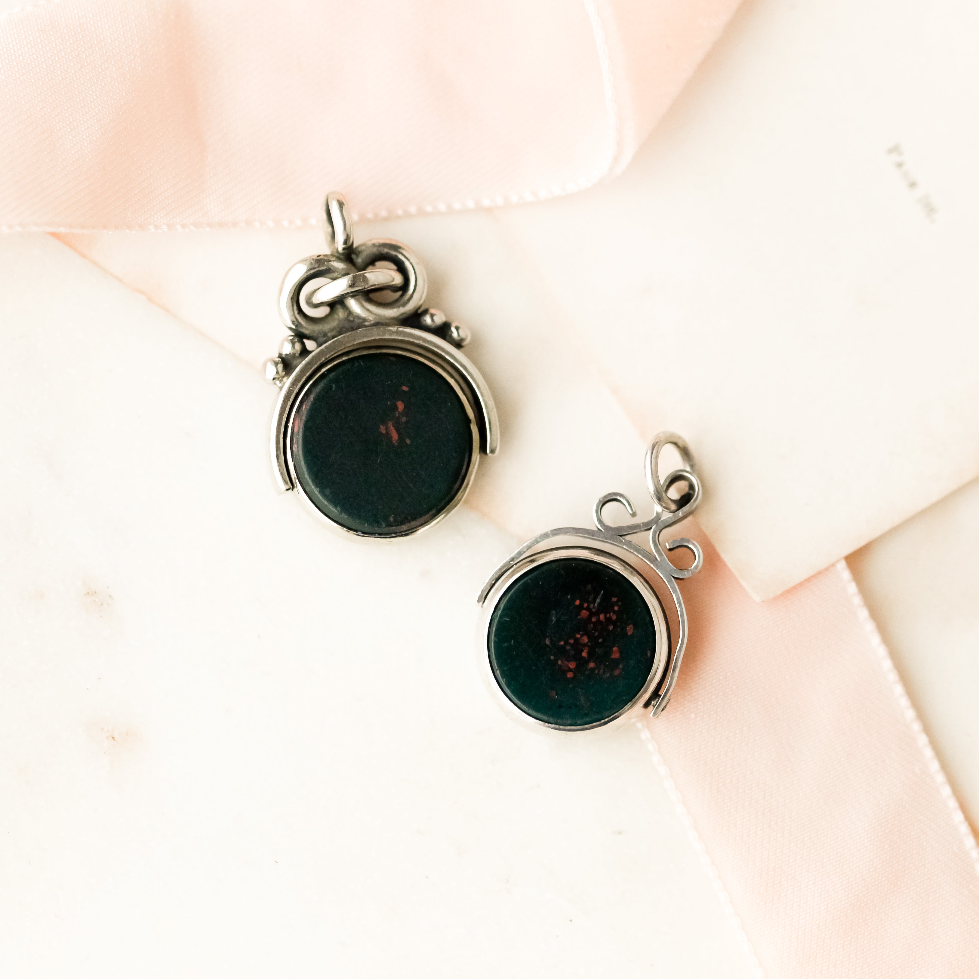 Custom Sterling Silver Round Gilded Victorian Fobs